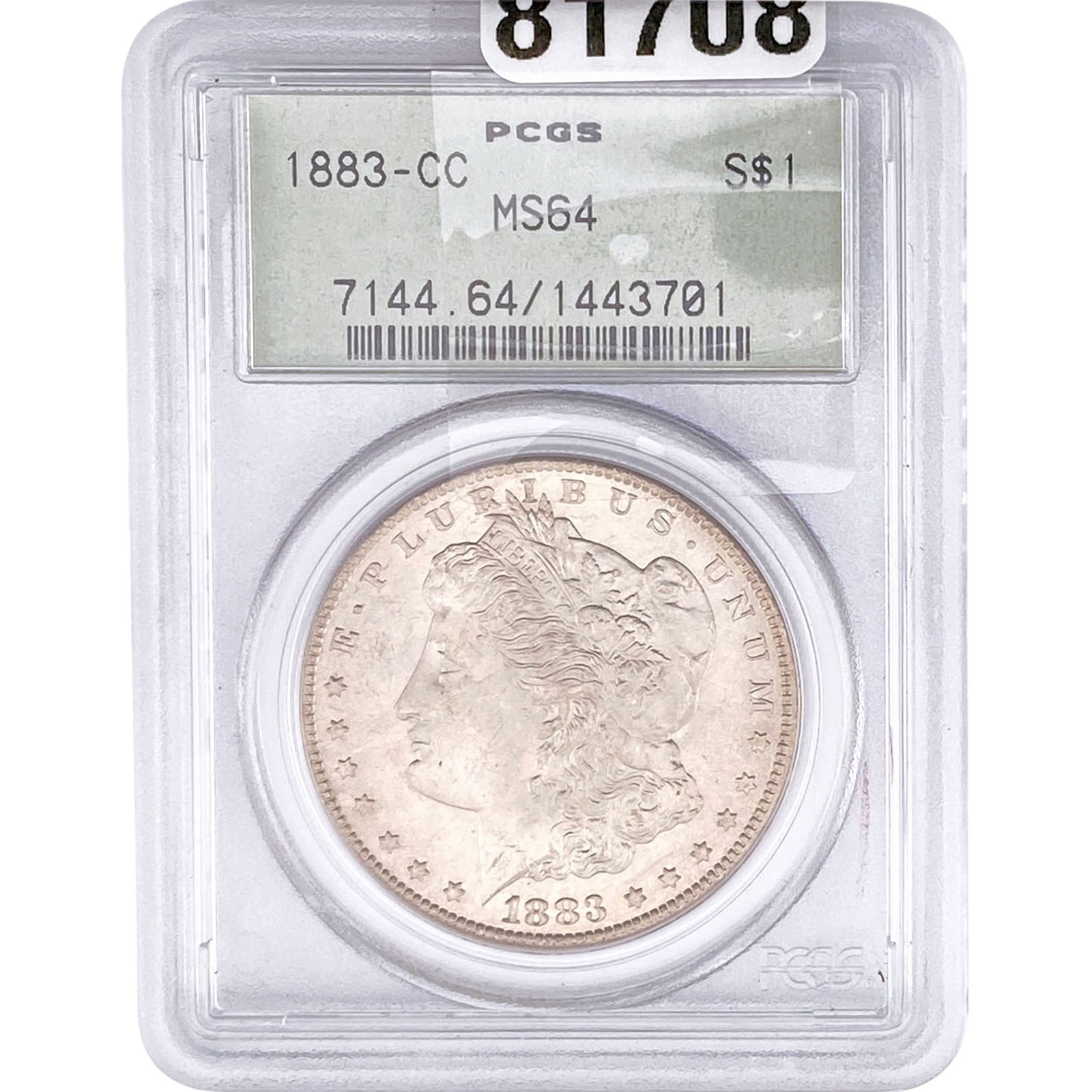 1883-CC Morgan Silver Dollar PCGS MS64: 1883-CC Morgan Silver Dollar PCGS MS64