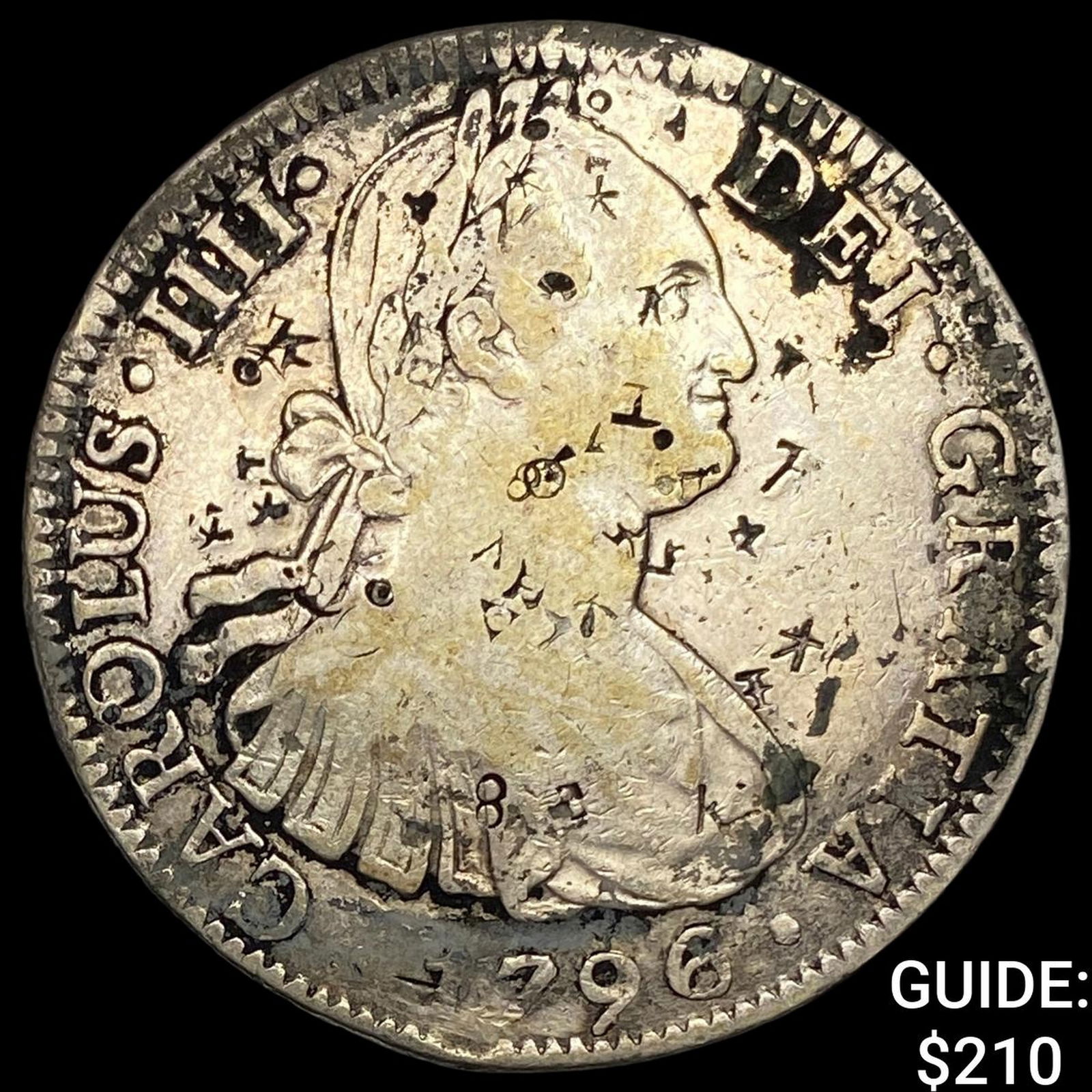 1796 Mexico Silver 8 Reales Chopmark NEARLY UNCIRCULATED (1 of 2)