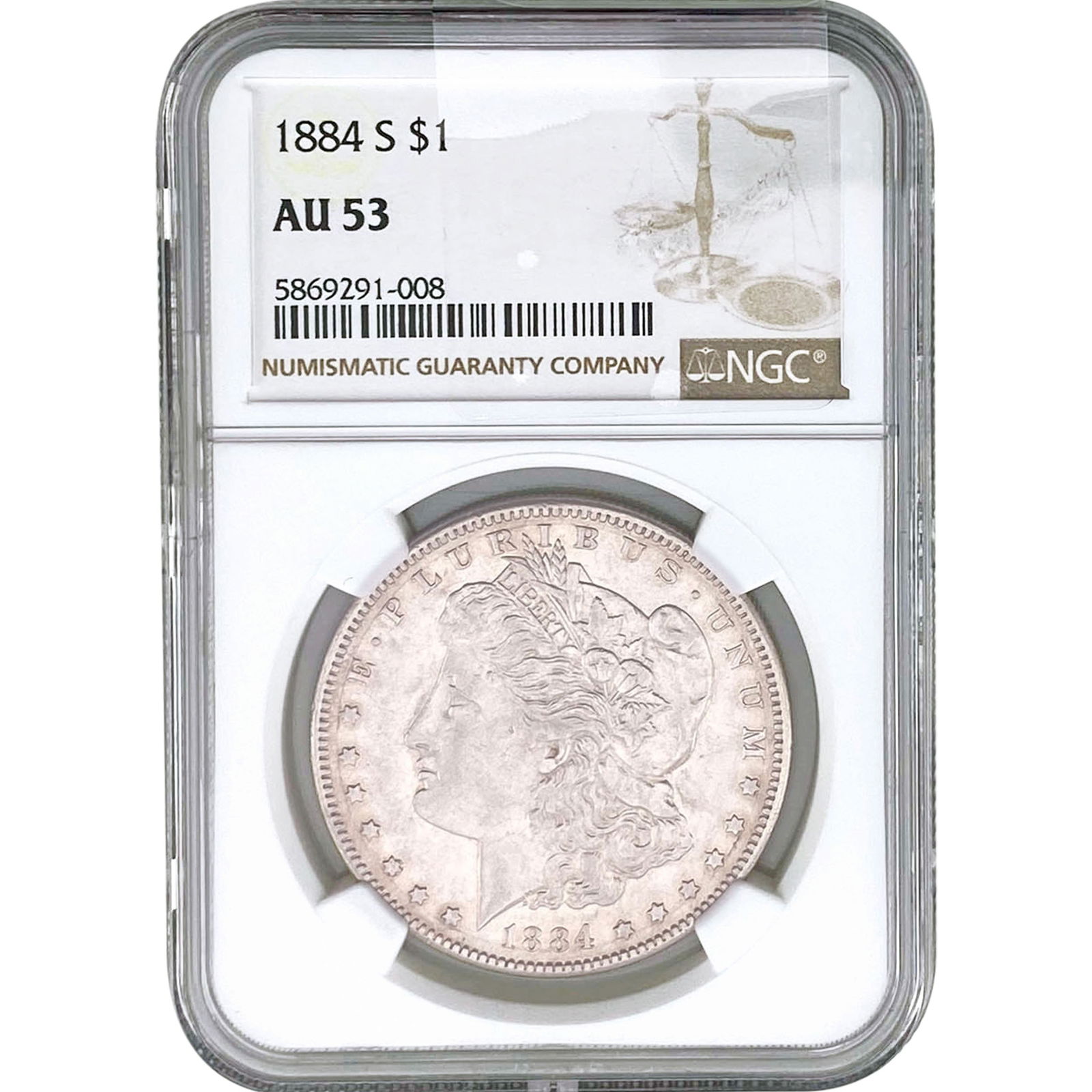 1884-S Morgan Silver Dollar NGC AU53: 1884-S Morgan Silver Dollar NGC AU53