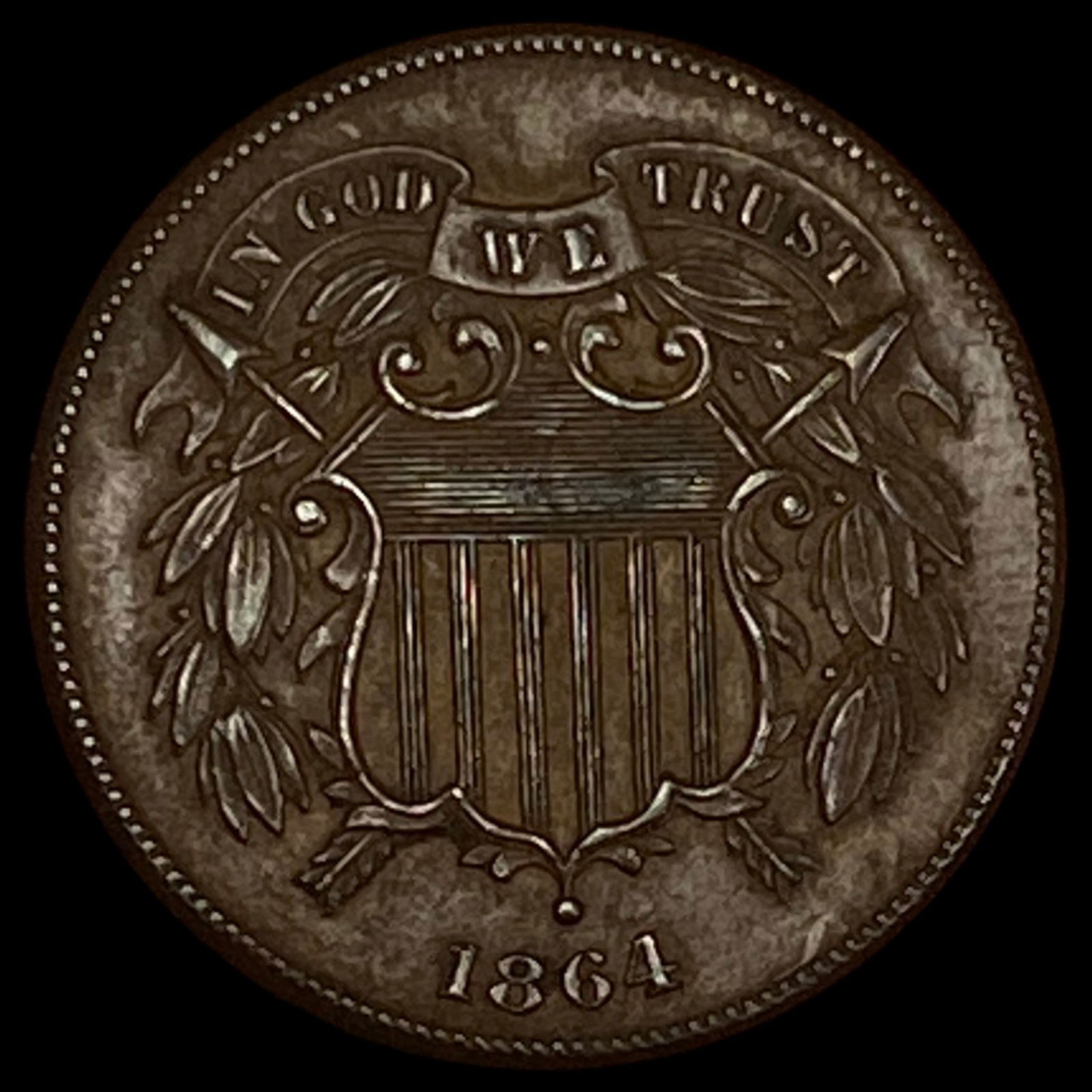 1864 Bronze Two-Cent Piece NEARLY UNCIRCULATED (1 of 2)