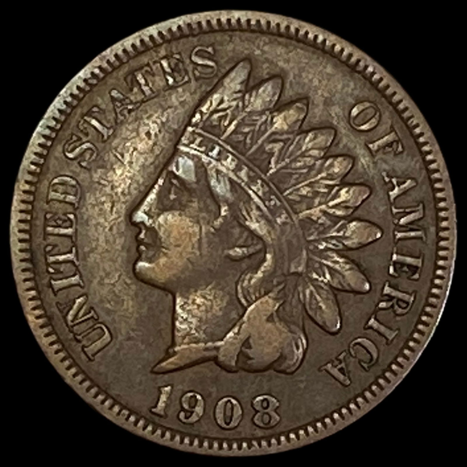 1908-S Indian Head Cent ABOUT UNCIRCULATED (1 of 2)