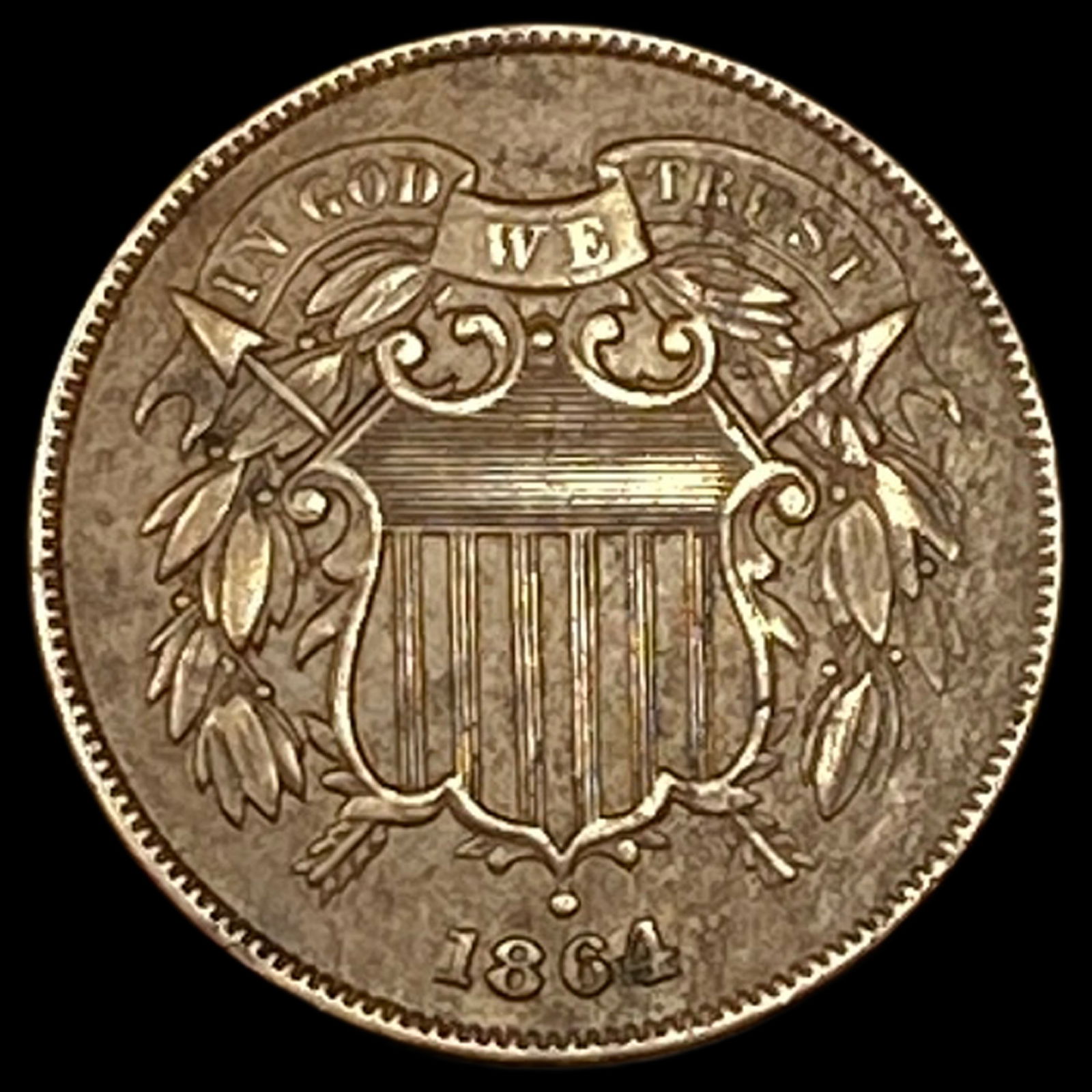1864 Bronze Two-Cent Piece NEARLY UNCIRCULATED (1 of 2)