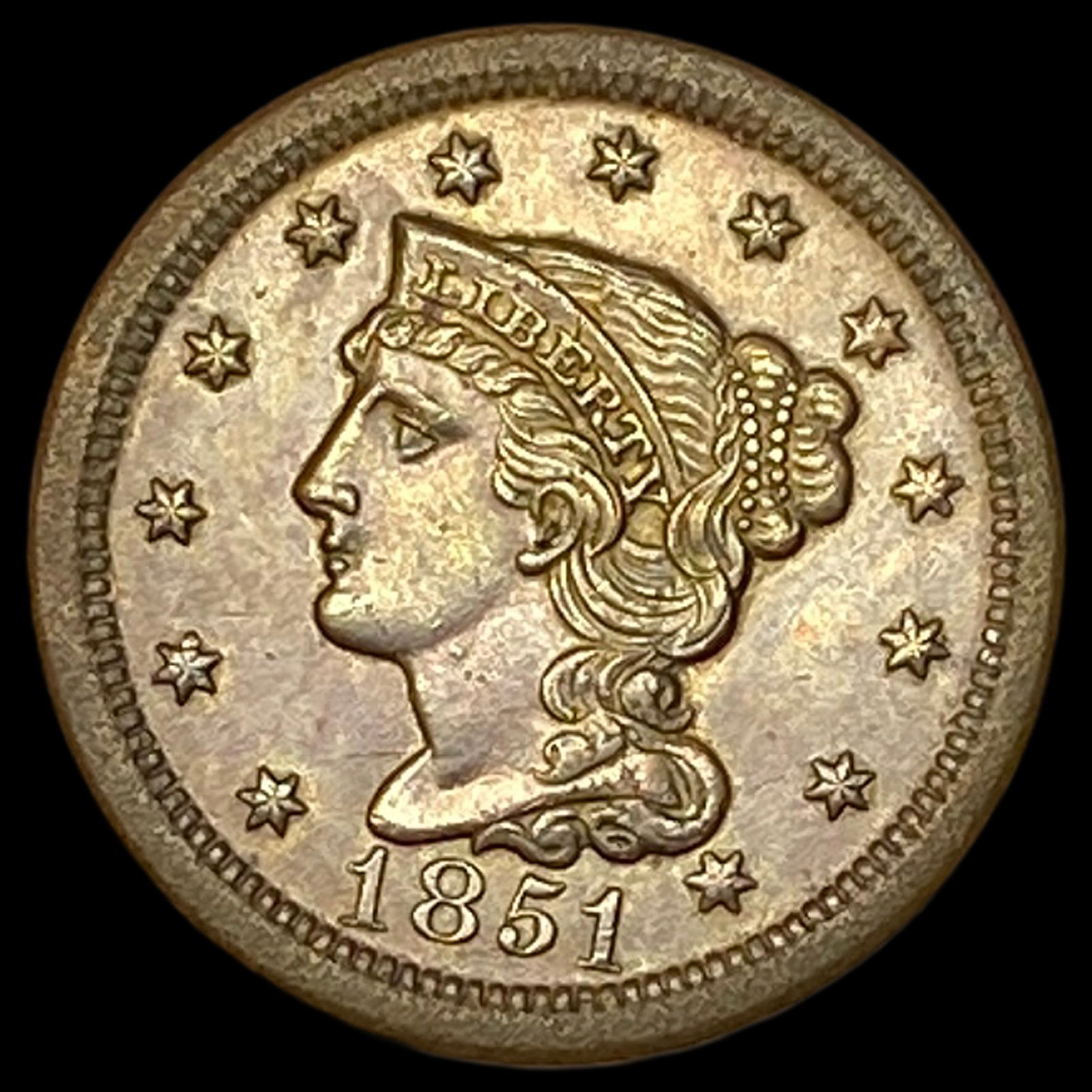 1851 Braided Hair Large Cent HIGH GRADE (1 of 2)