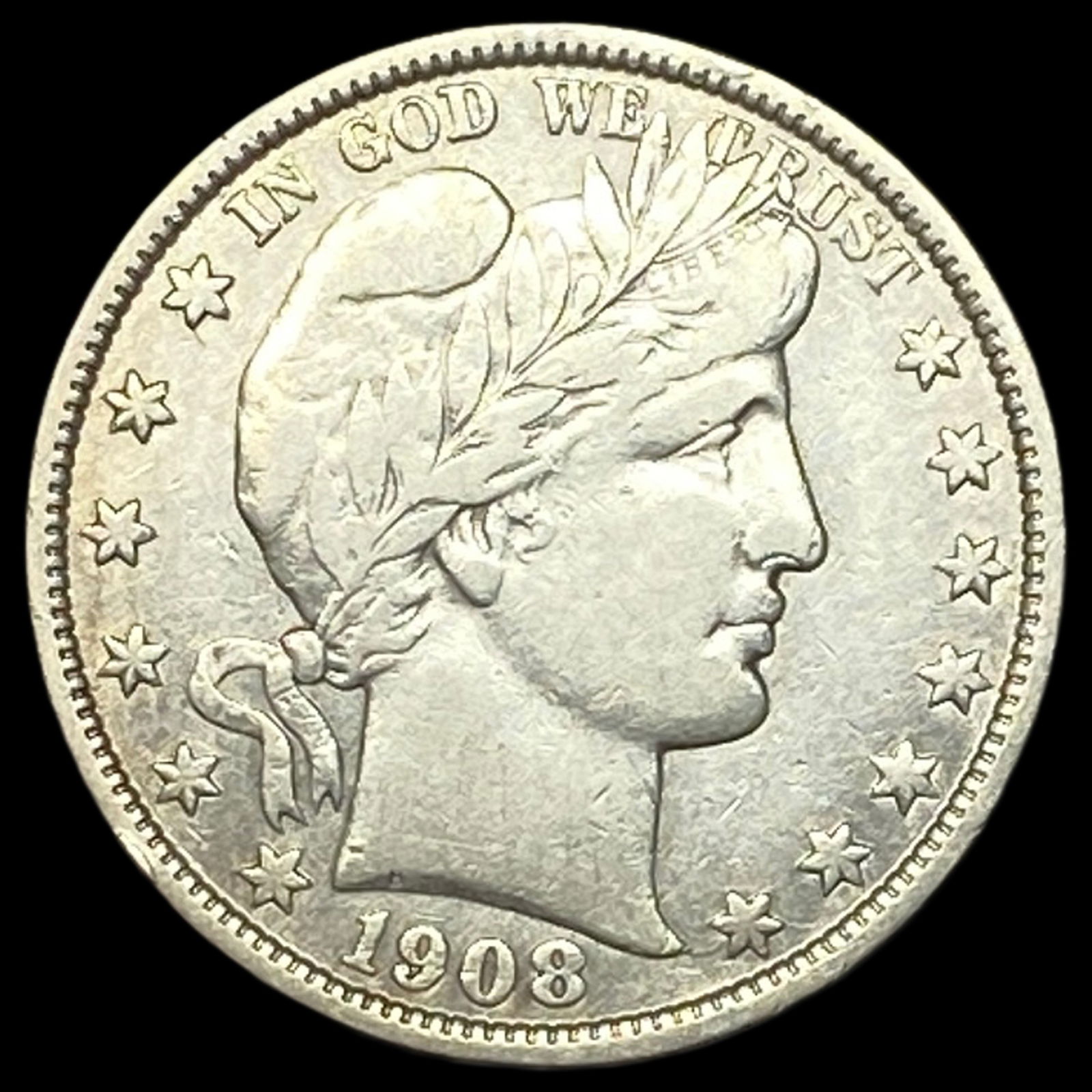 1908-S Silver Barber Half Dollar LIGHTLY CIRCULATED (1 of 2)