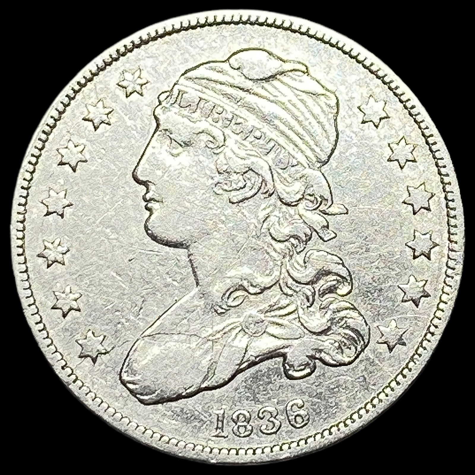 1836 Capped Bust Silver Quarter NEARLY UNCIRCULATED (1 of 2)