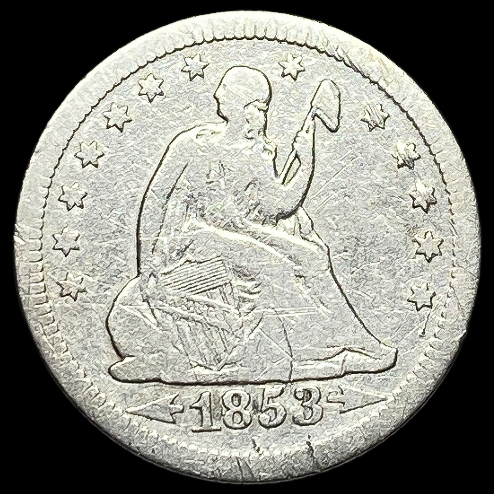 1853 Arrows Seated Liberty Quarter NICELY CIRCULATED (1 of 2)