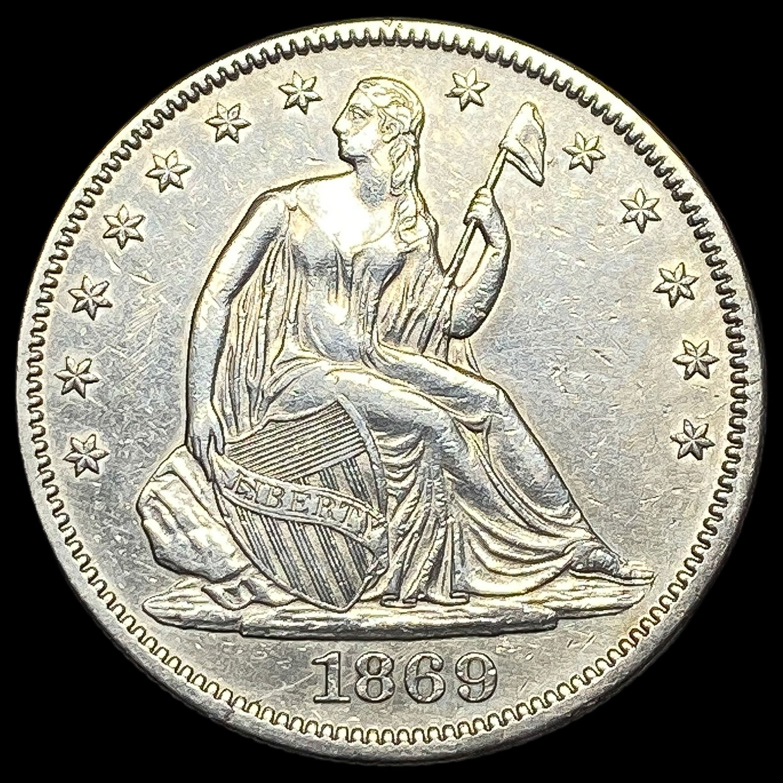 1869 Seated Liberty Half Dollar CLOSELY UNCIRCULATED (1 of 2)
