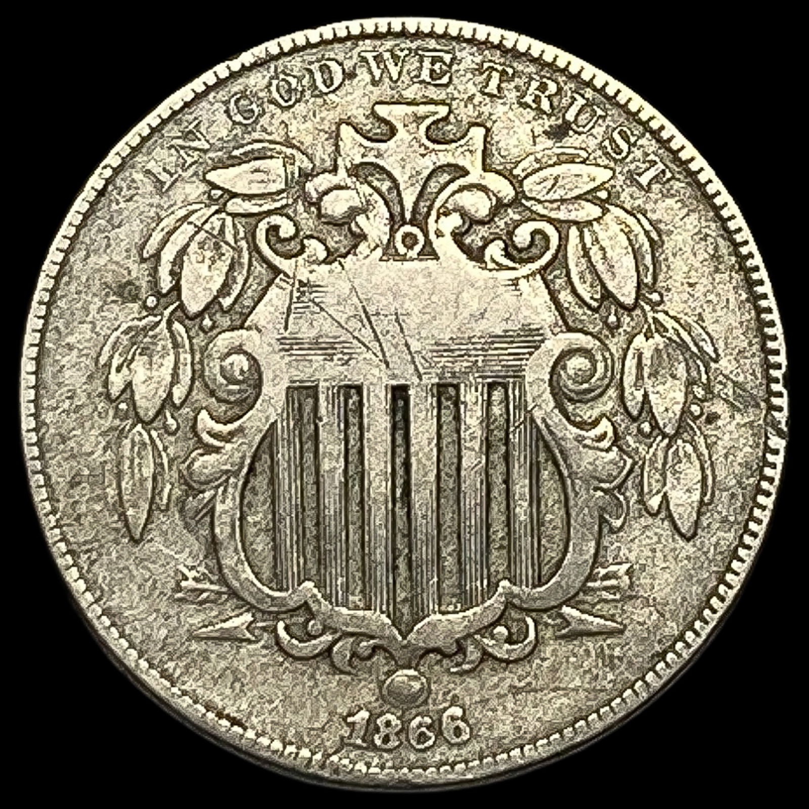 1866 Shield Nickel NICELY CIRCULATED (1 of 2)