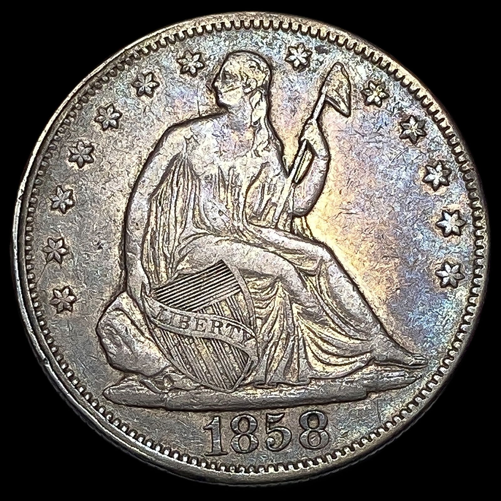 1858 Silver Seated Liberty Half Dollar LIGHTLY CIRCULATED (1 of 2)