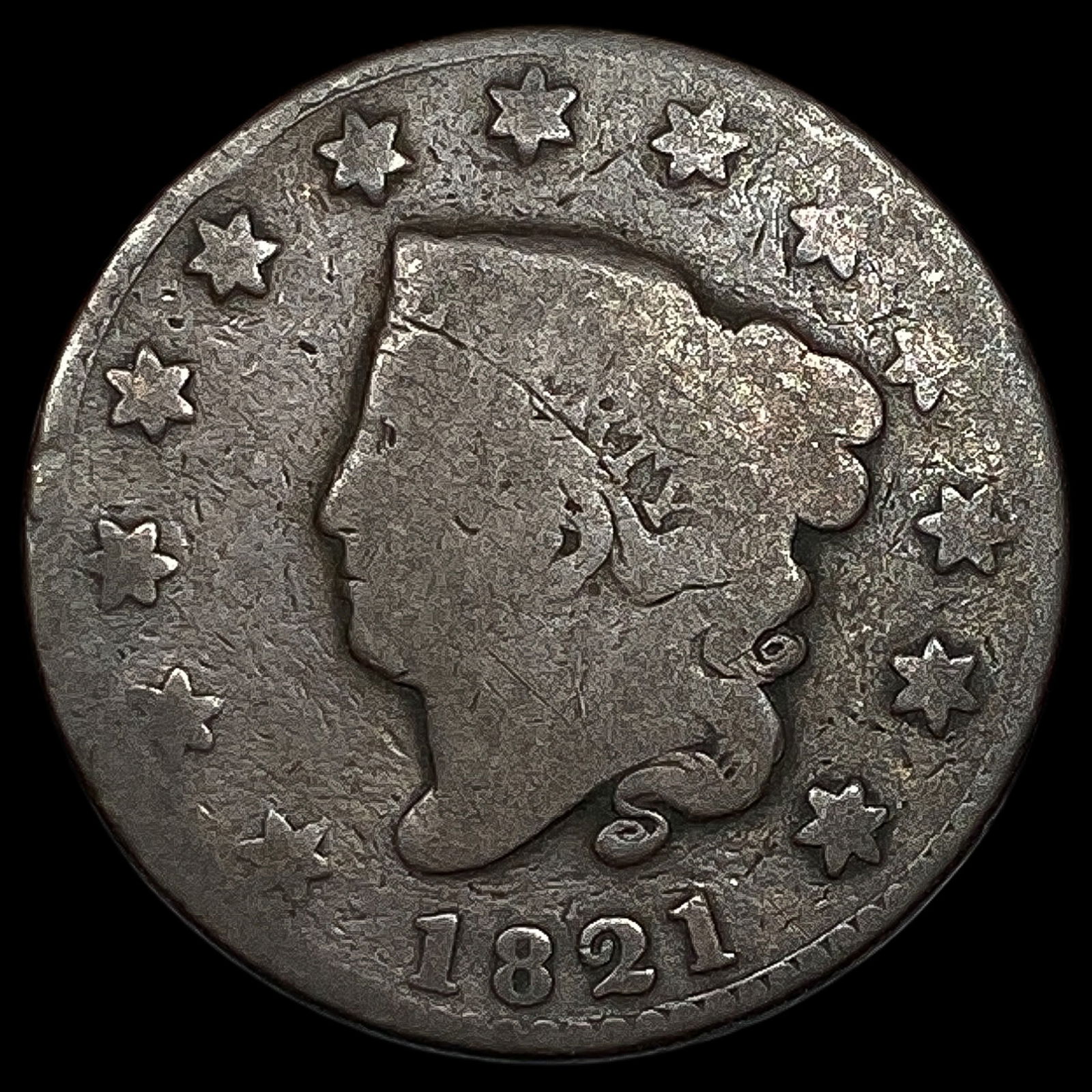 1821 Coronet Head Large Cent NICELY CIRCULATED (1 of 2)