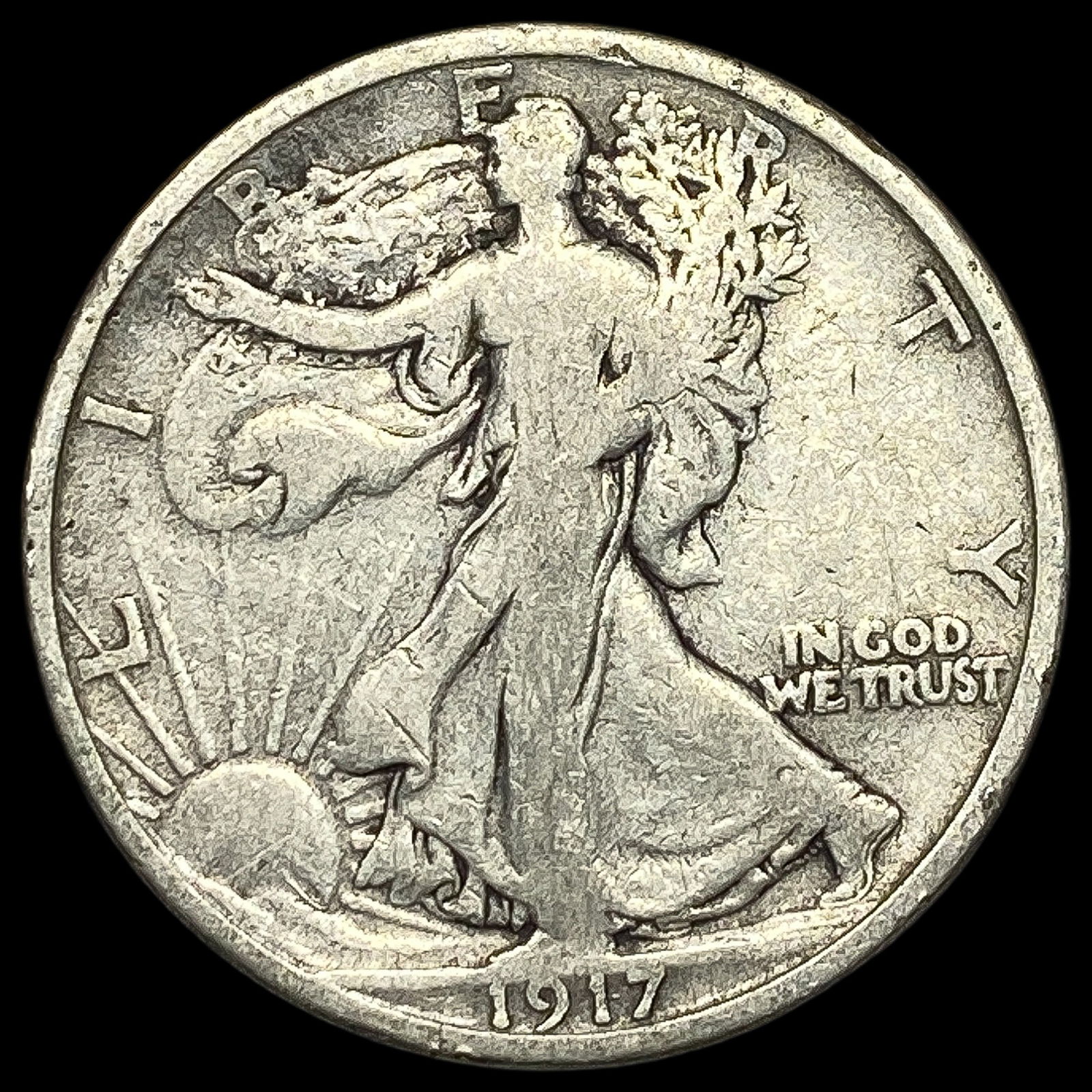 1917-S Silver Walking Liberty Half Dollar NICELY CIRCULATED (1 of 2)