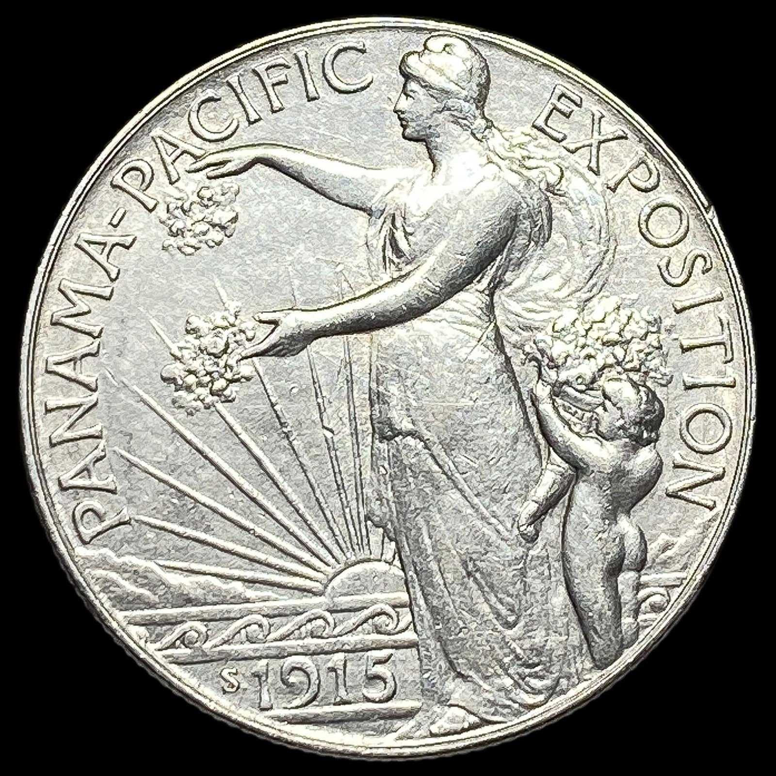 1915-S Silver Panama-Pacific Half Dollar CLOSELY UNCIRCULATED (1 of 2)