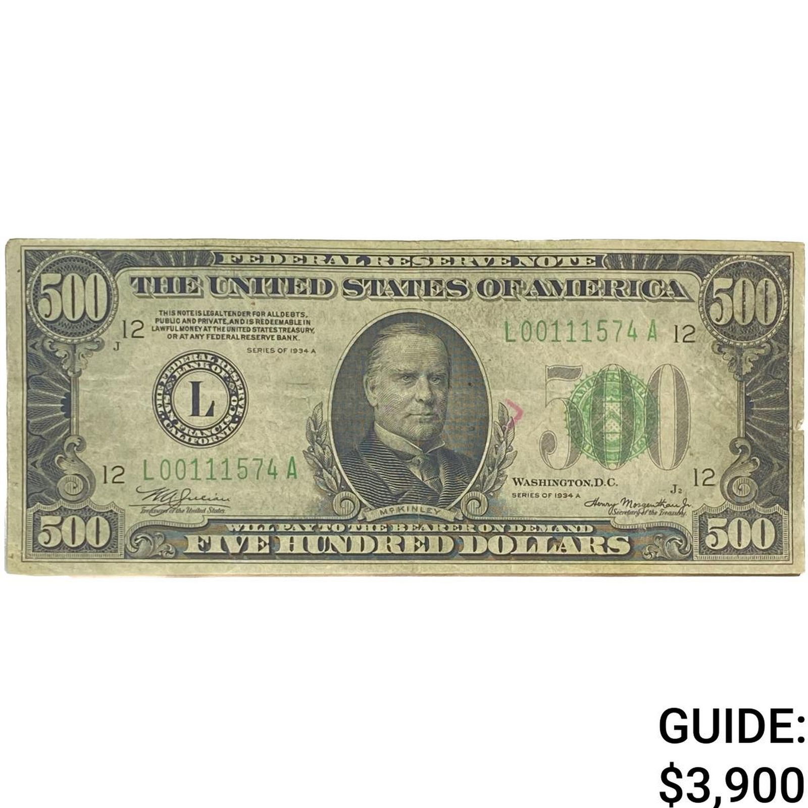1934 $500 United States Federal Reserve Note 7 (1 of 2)