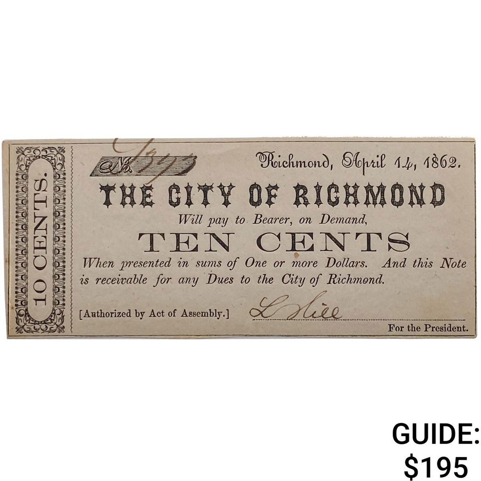 1862 10C City of Richmond Fractional Currency (1 of 2)