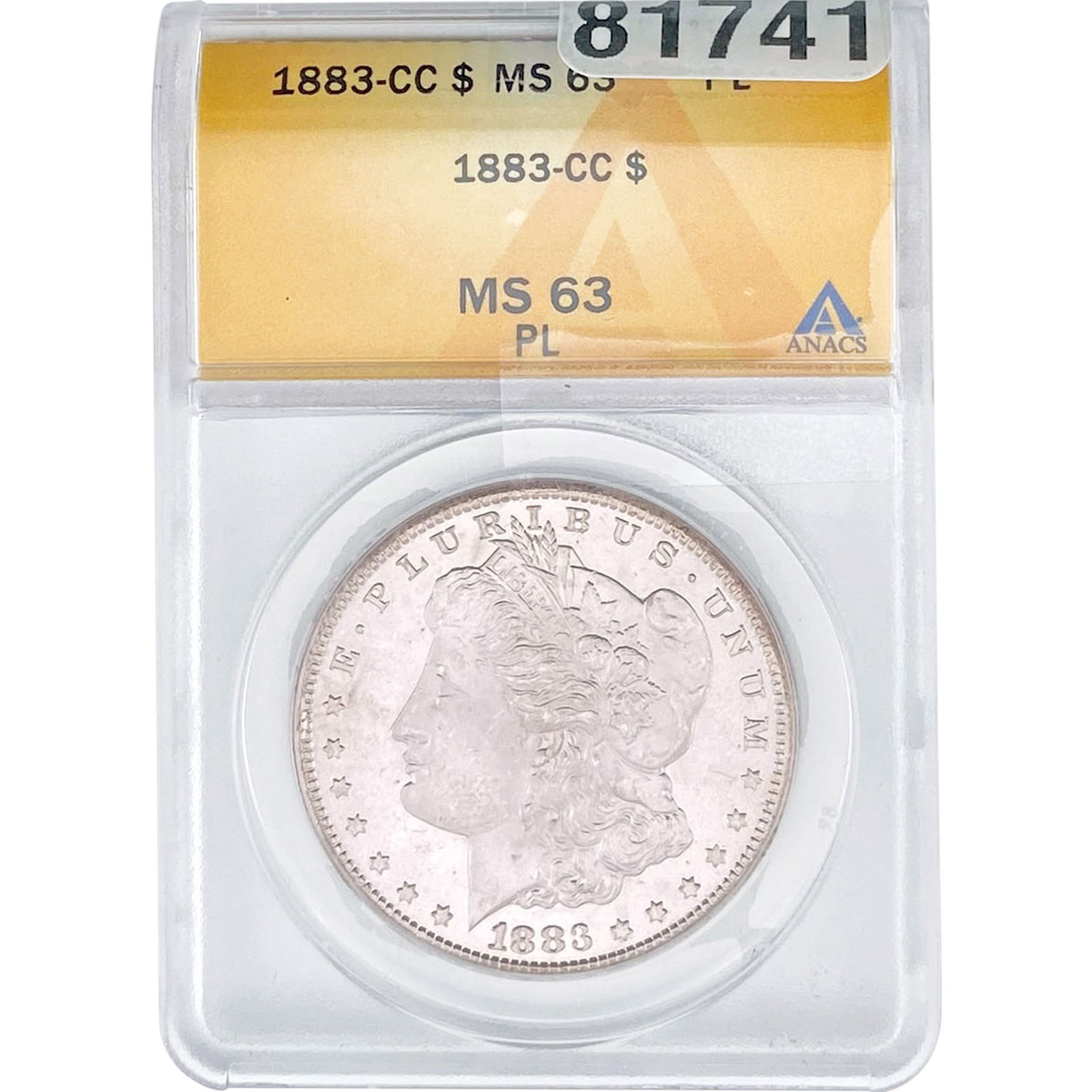 1883-CC Morgan Silver Dollar ANACS MS63 PL: 1883-CC Morgan Silver Dollar ANACS MS63 PL