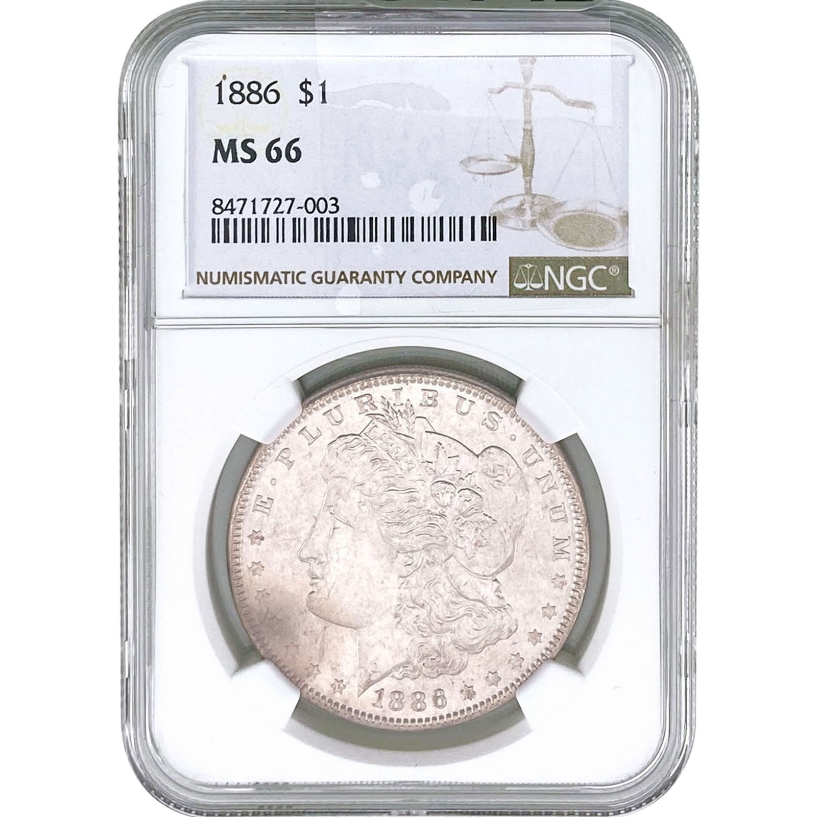 1886 Morgan Silver Dollar NGC MS66: 1886 Morgan Silver Dollar NGC MS66