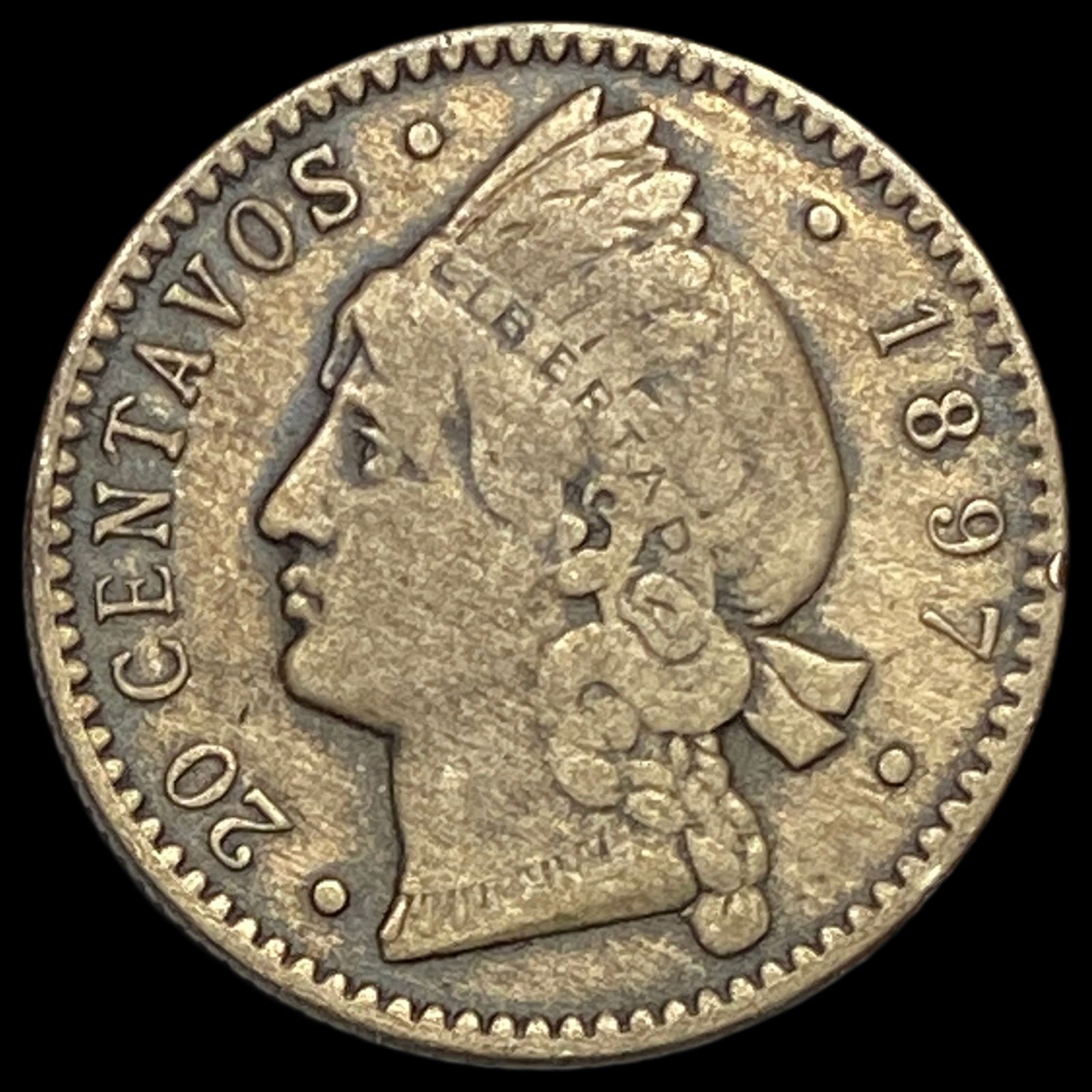 1897 Dominican Republic SIlver 20 Centavos NEARLY UNCIRCULATED (1 of 2)