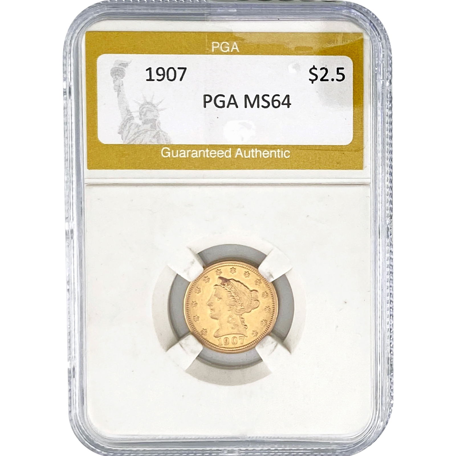 1907 $2.50 Gold Quarter Eagle PGA MS64: 1907 $2.50 Gold Quarter Eagle PGA MS64