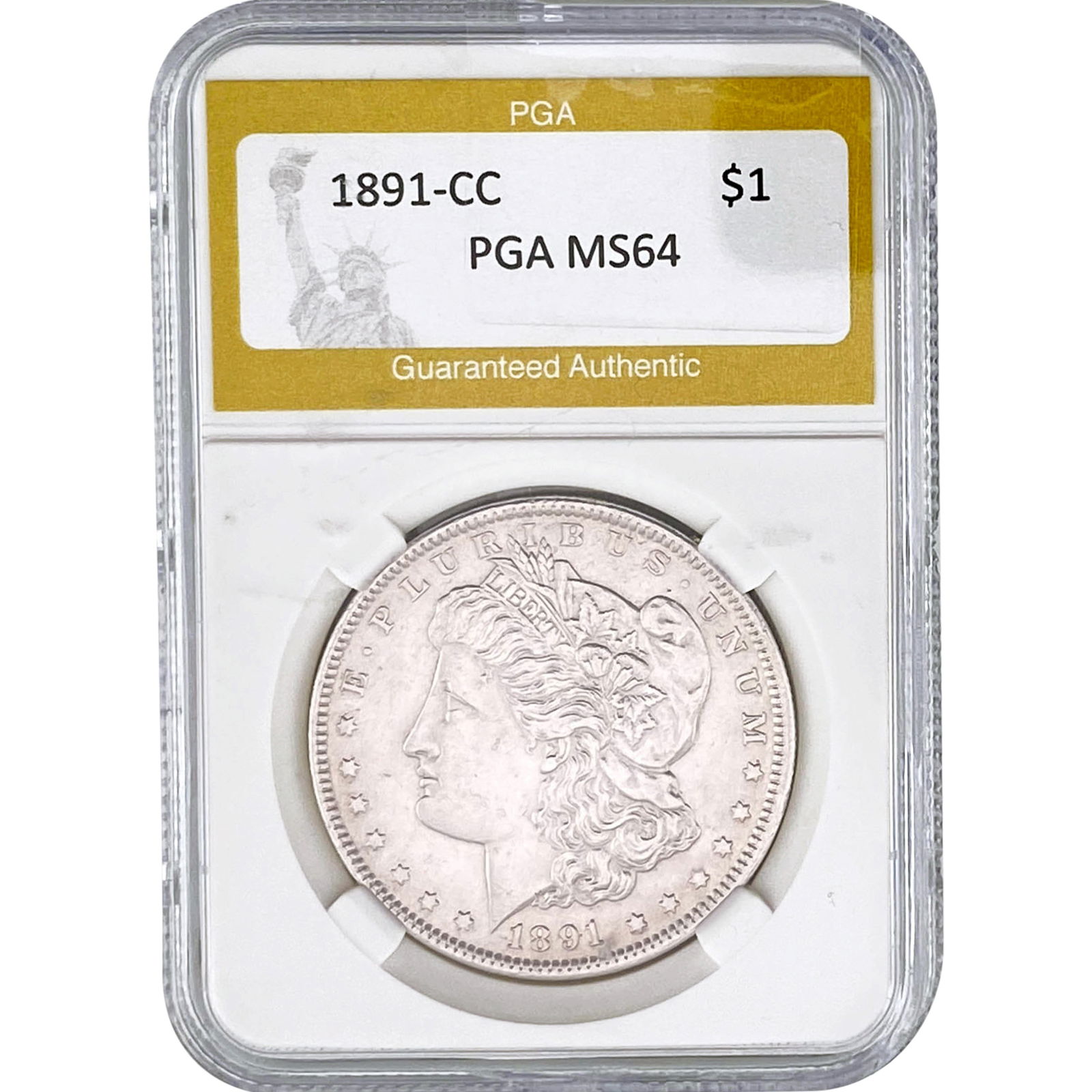 1891-CC Morgan Silver Dollar PGA MS64: 1891-CC Morgan Silver Dollar PGA MS64