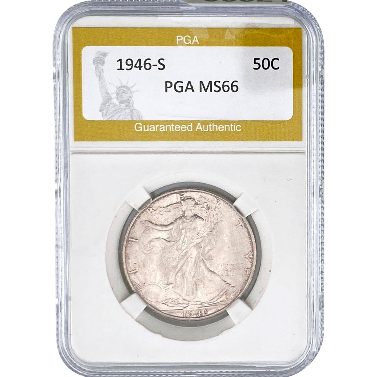 1946-S Walking Liberty Half Dollar PGA MS66: 1946-S Walking Liberty Half Dollar PGA MS66