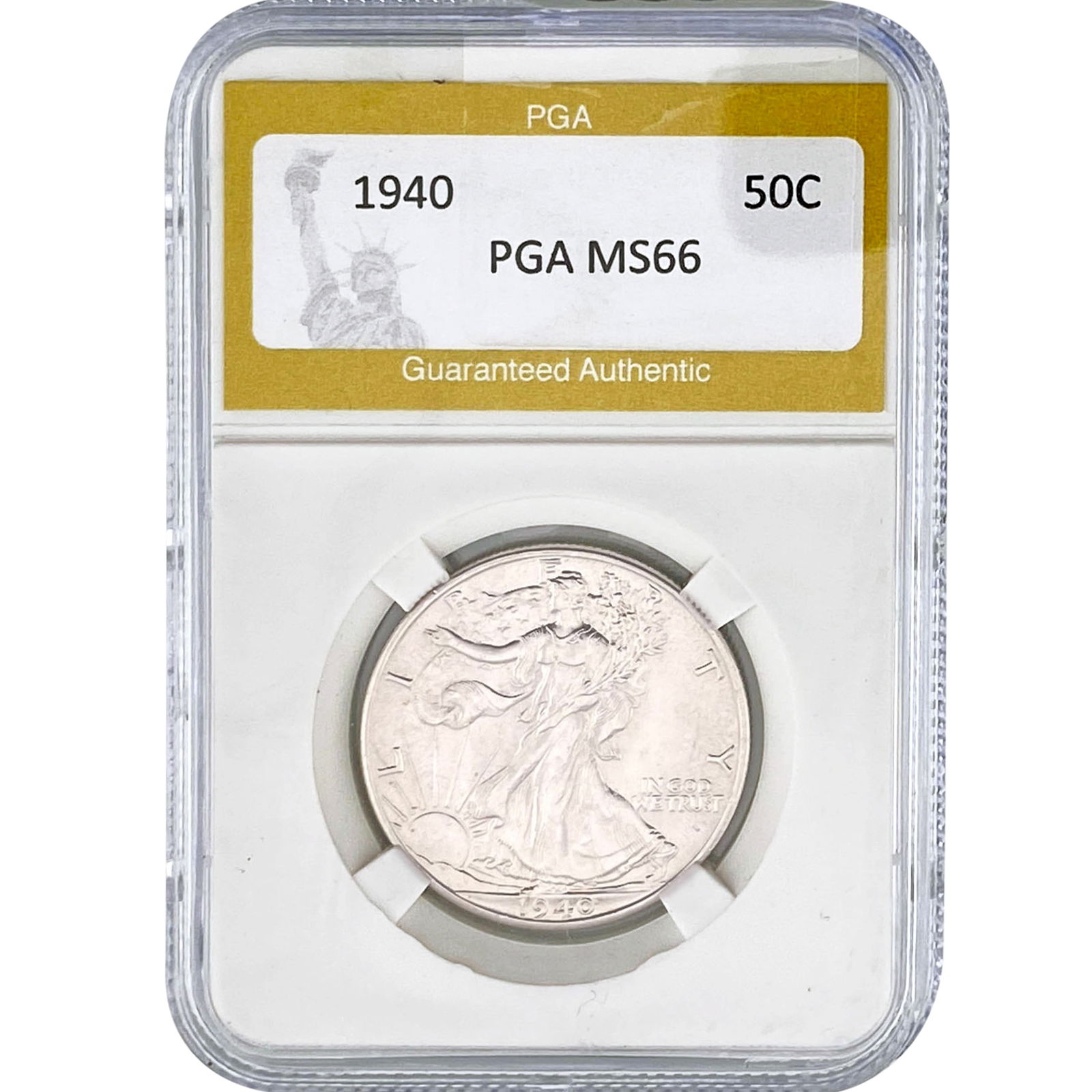 1940 Walking Liberty Half Dollar PGA MS66: 1940 Walking Liberty Half Dollar PGA MS66