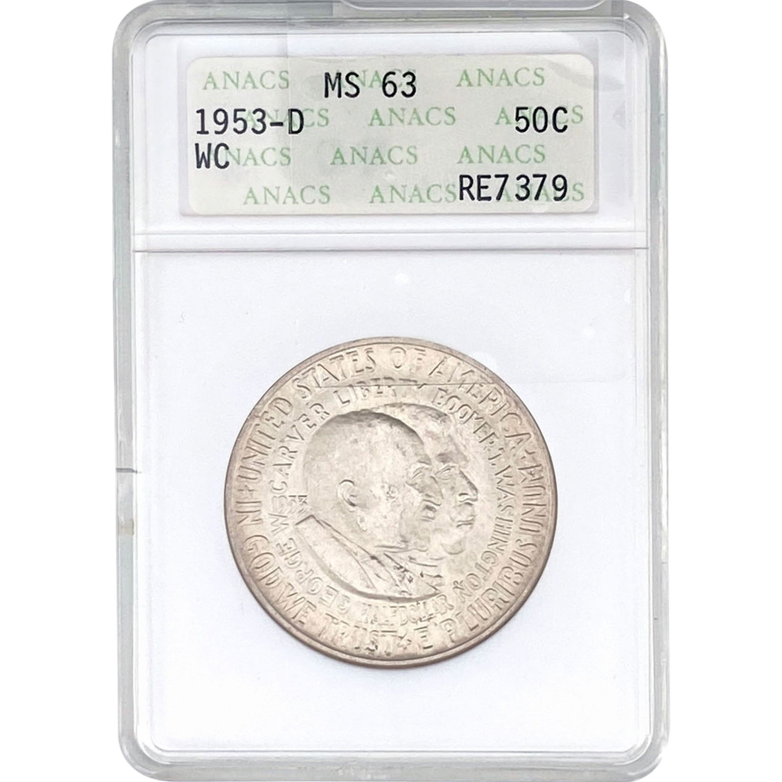 1953-D Washington Carver Half Dollar ANACS MS63 (1 of 2)