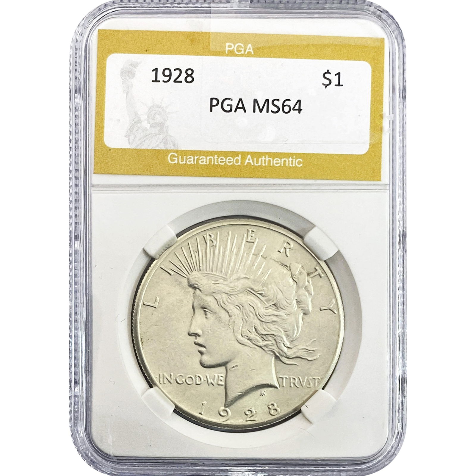 1928 Silver Peace Dollar PGA MS64: 1928 Silver Peace Dollar PGA MS64