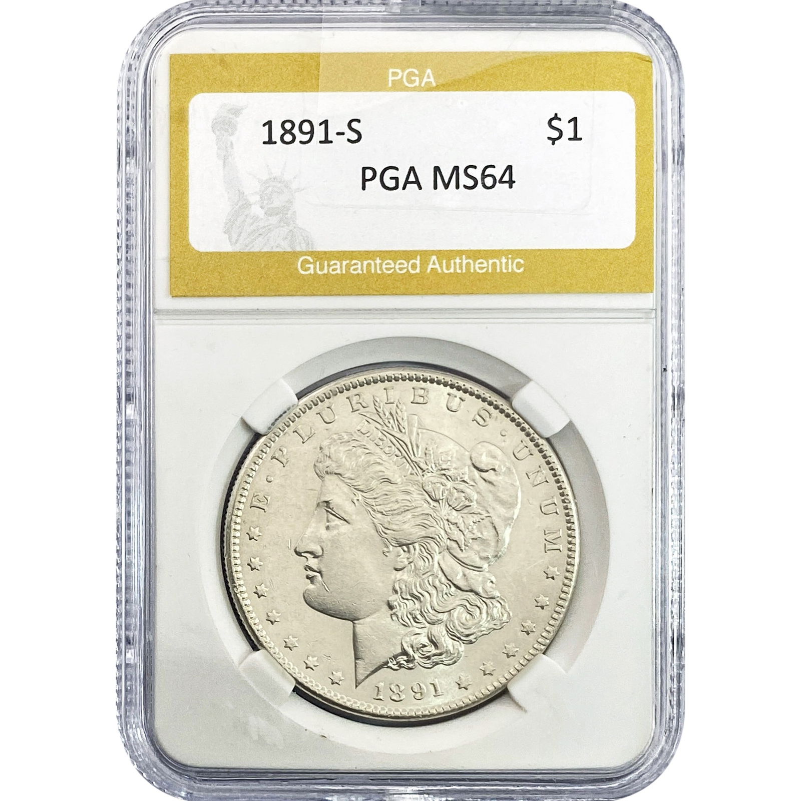 1891-S Morgan Silver Dollar PGA MS64: 1891-S Morgan Silver Dollar PGA MS64