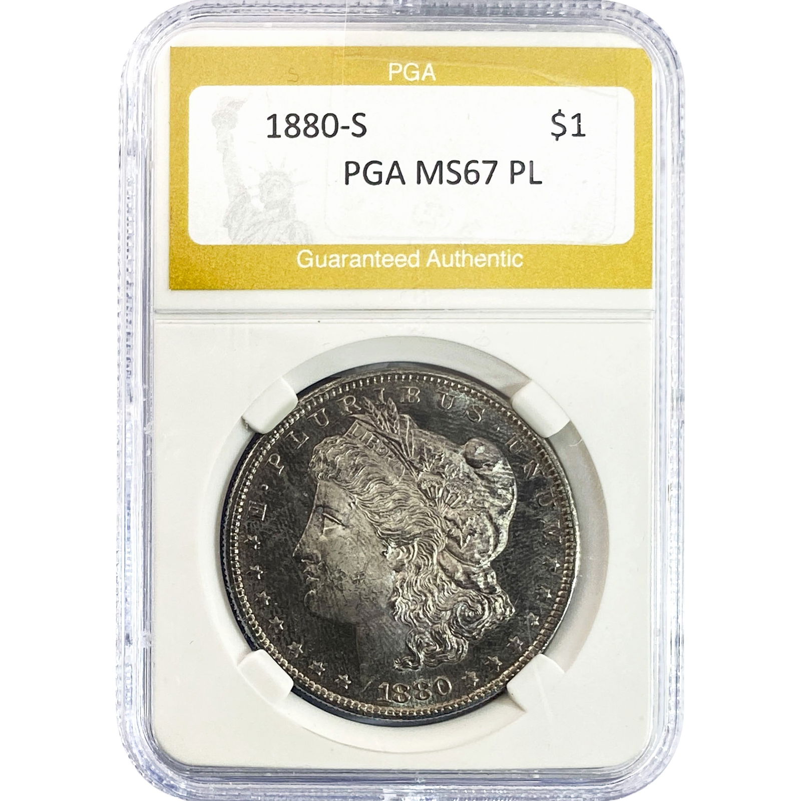 1880-S Morgan Silver Dollar PGA MS67 PL: 1880-S Morgan Silver Dollar PGA MS67 PL