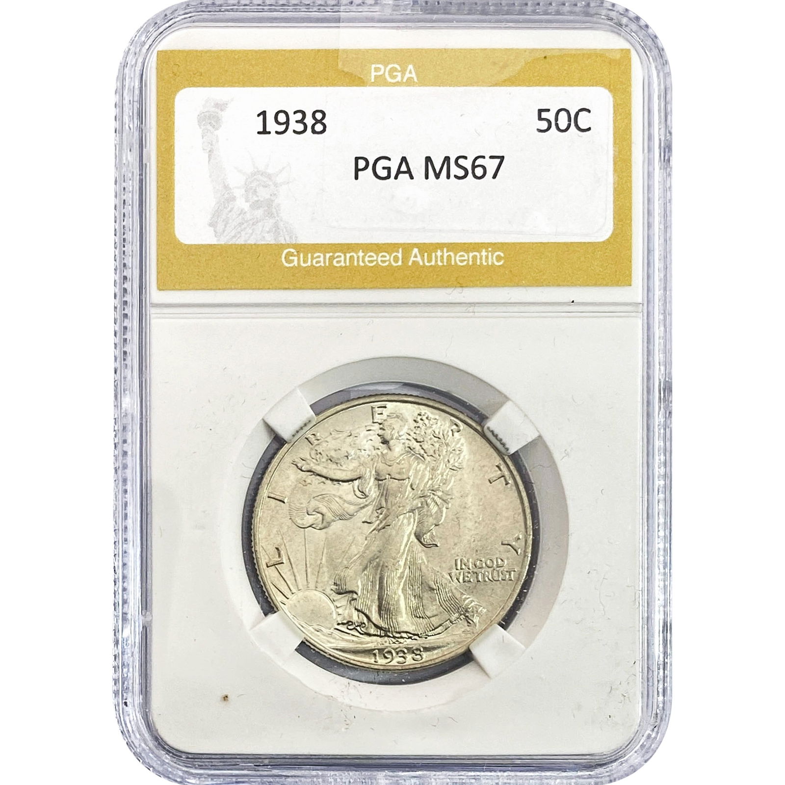 1938 Walking Liberty Half Dollar PGA MS67: 1938 Walking Liberty Half Dollar PGA MS67