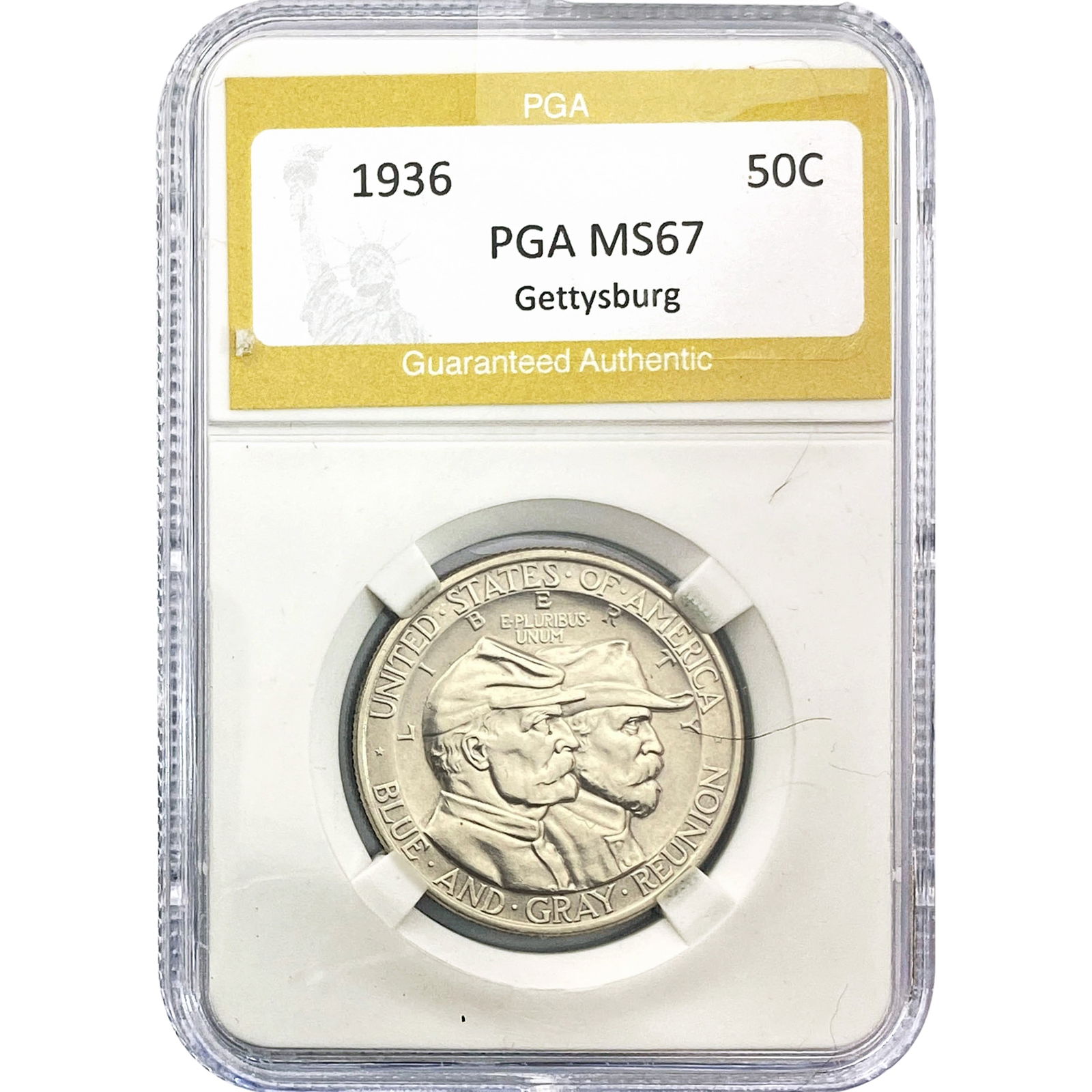 1936 Gettysburg Half Dollar PGA MS67: 1936 Gettysburg Half Dollar PGA MS67