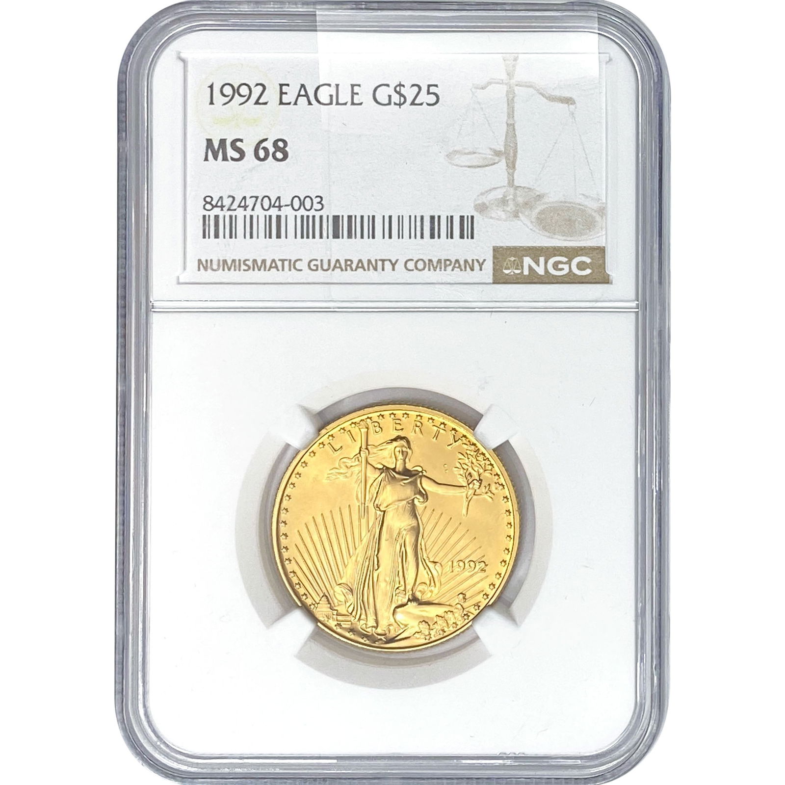 1922 Gold $25 American Eagle 1/2oz NGC MS68 (1 of 2)