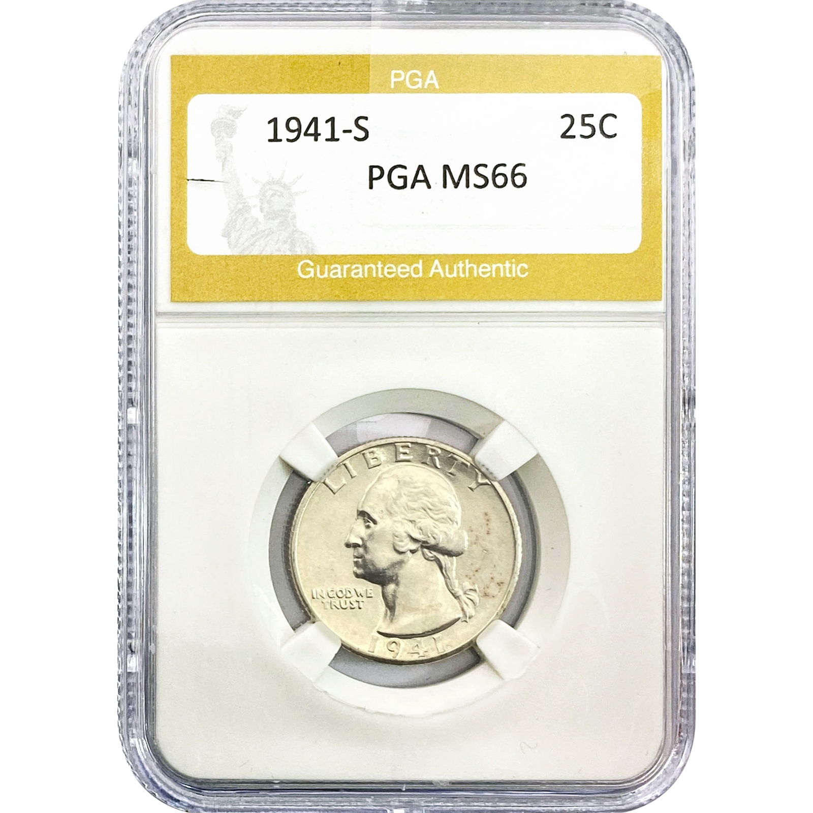 1941-S Washington Silver Quarter PGA MS66: 1941-S Washington Silver Quarter PGA MS66