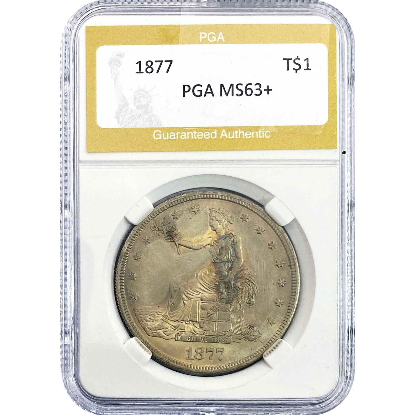 1877 Silver Trade Dollar PGA MS63+: 1877 Silver Trade Dollar PGA MS63+
