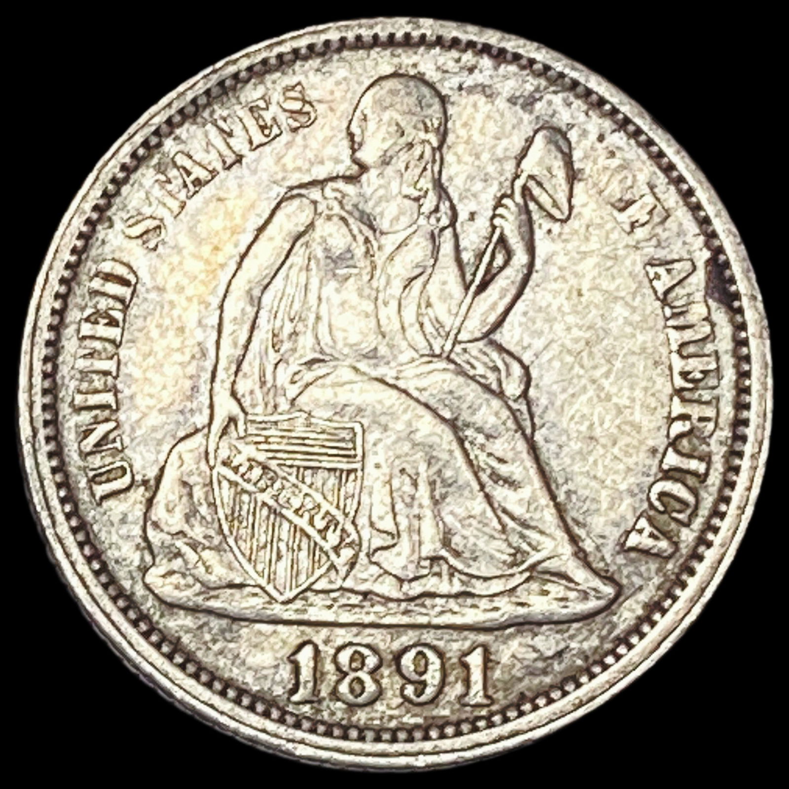 1891-S Silver Dime CLOSELY UNCIRCULATED (1 of 2)