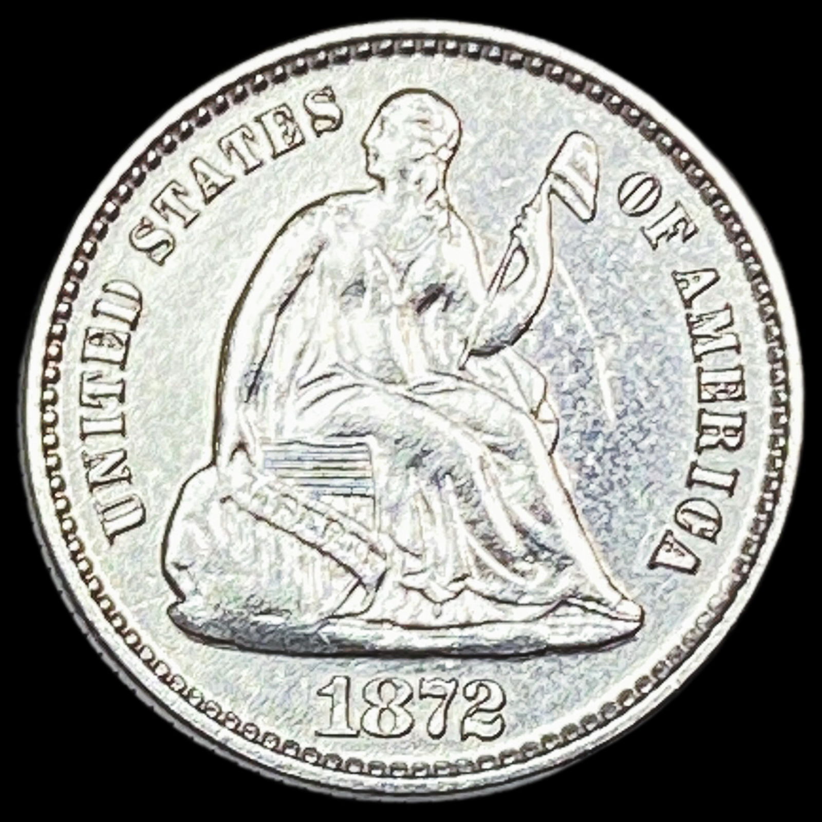 1872 Silver Half Dime HIGH GRADE (1 of 2)