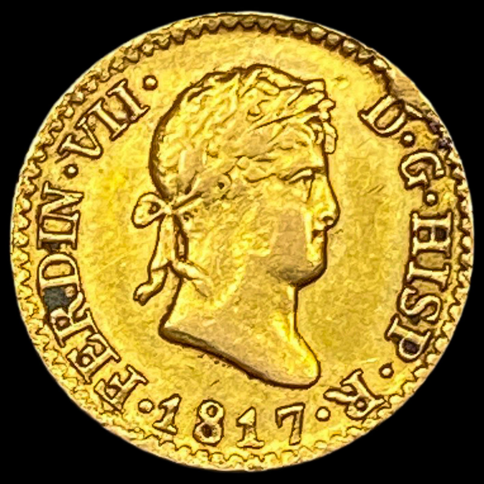 1817-M Spain Gold 1/2 Escudo Ferdinand VII NEARLY UNCIRCULATED: 1817-M Spain Gold 1/2 Escudo Ferdinand VII NEARLY UNCIRCULATED