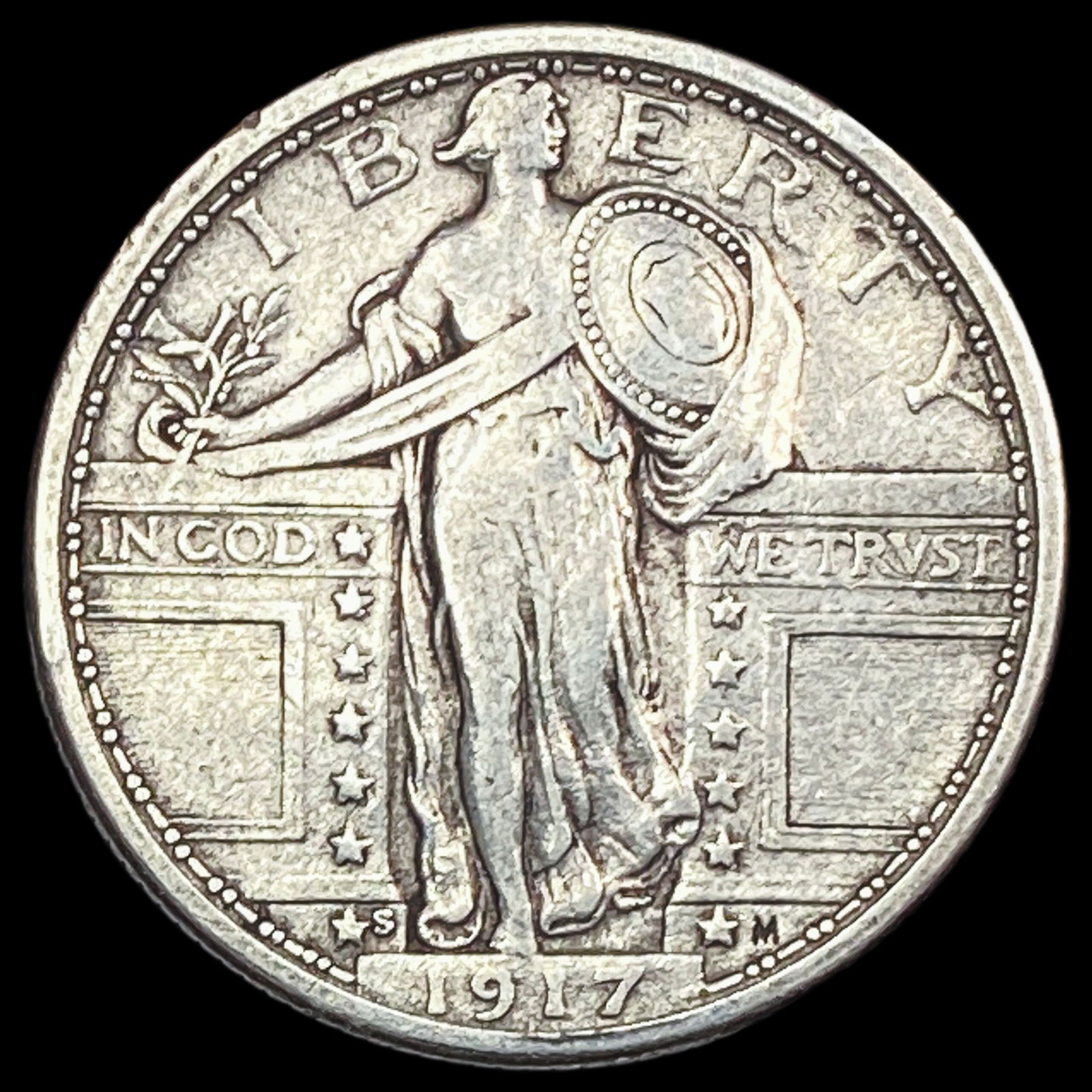 1917-S Silver Standing Liberty Quarter ABOUT UNCIRCULATED (1 of 2)