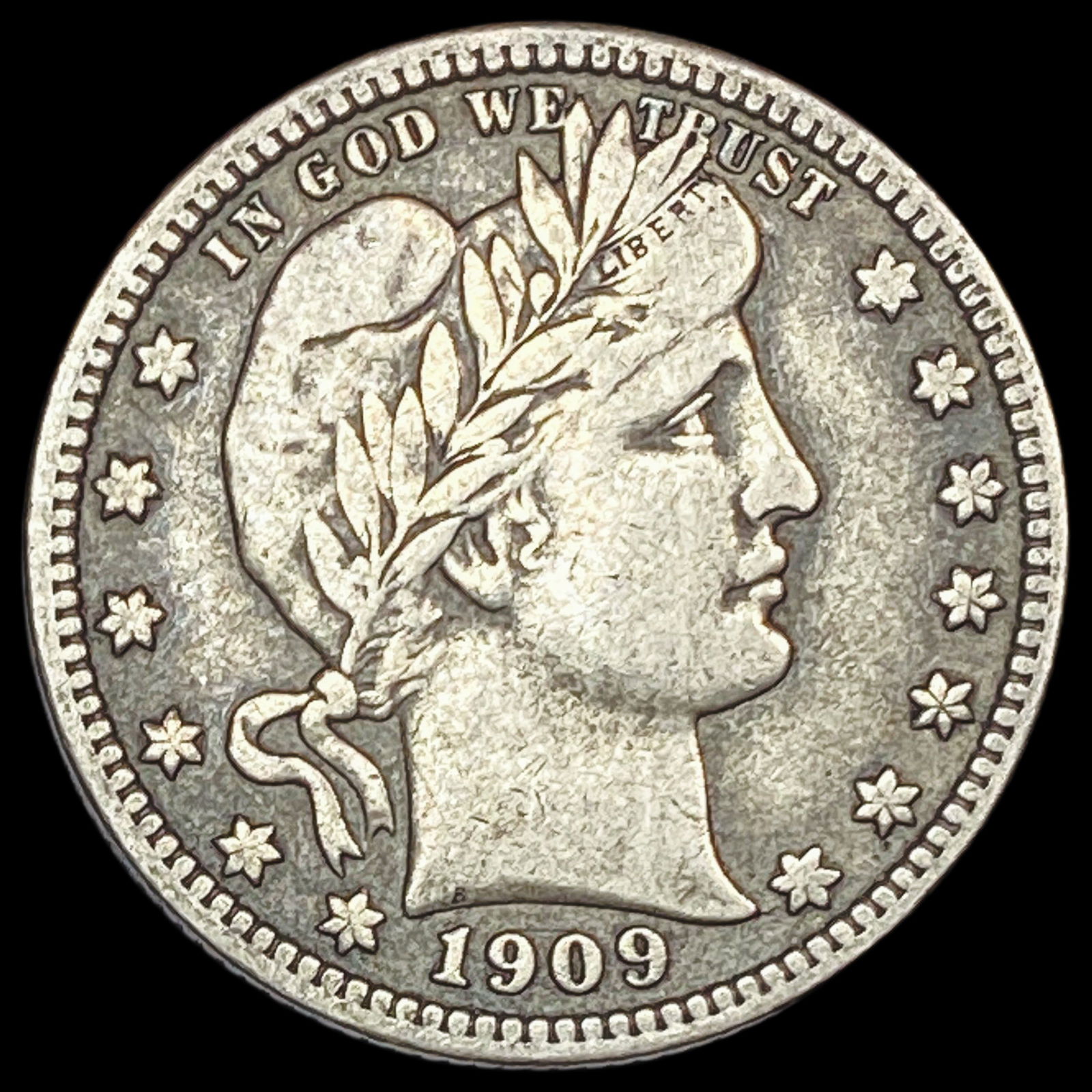 1909 Barber Silver Quarter ABOUT UNCIRCULATED (1 of 2)