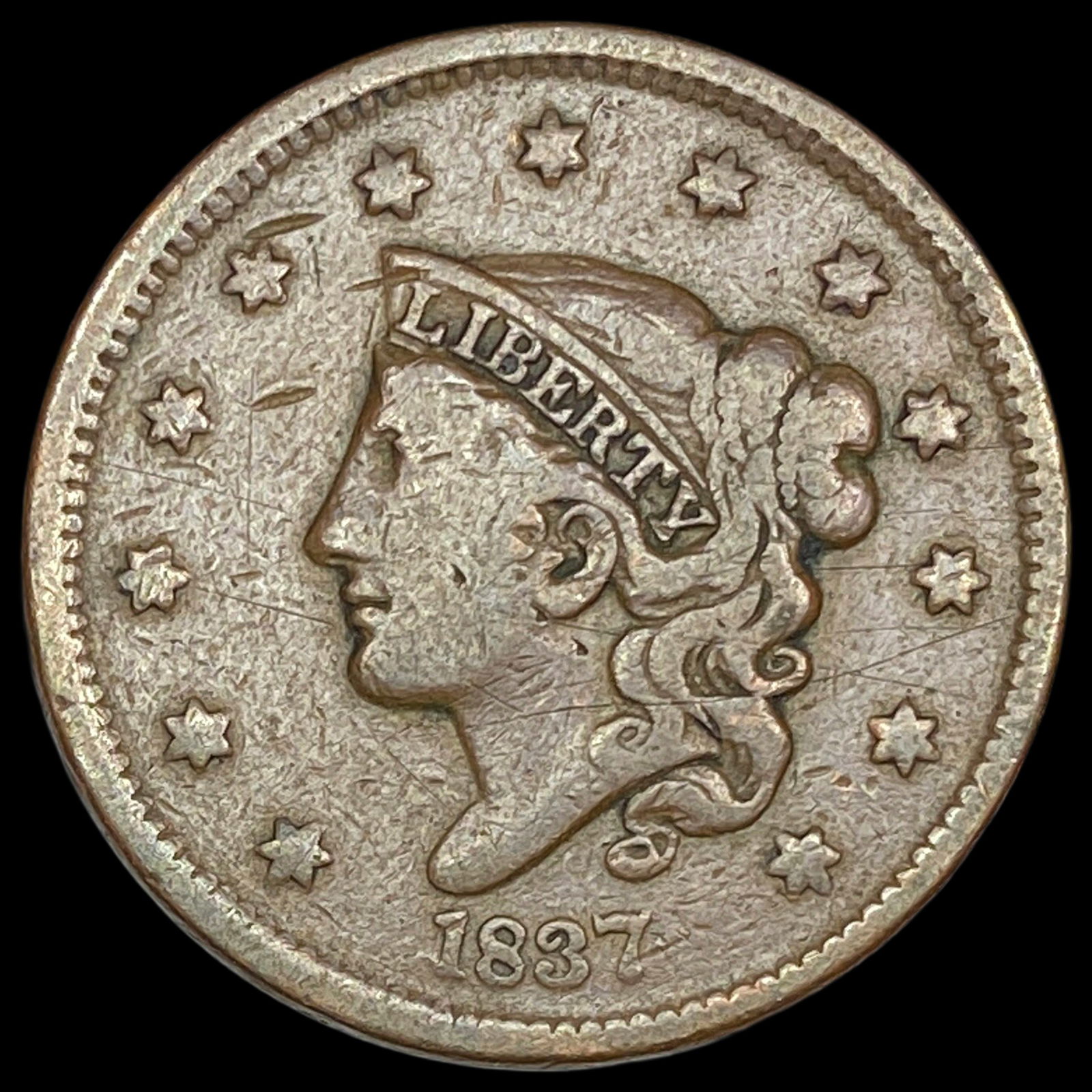 1837 Coronet Head Large Cent NICELY CIRCULATED (1 of 2)