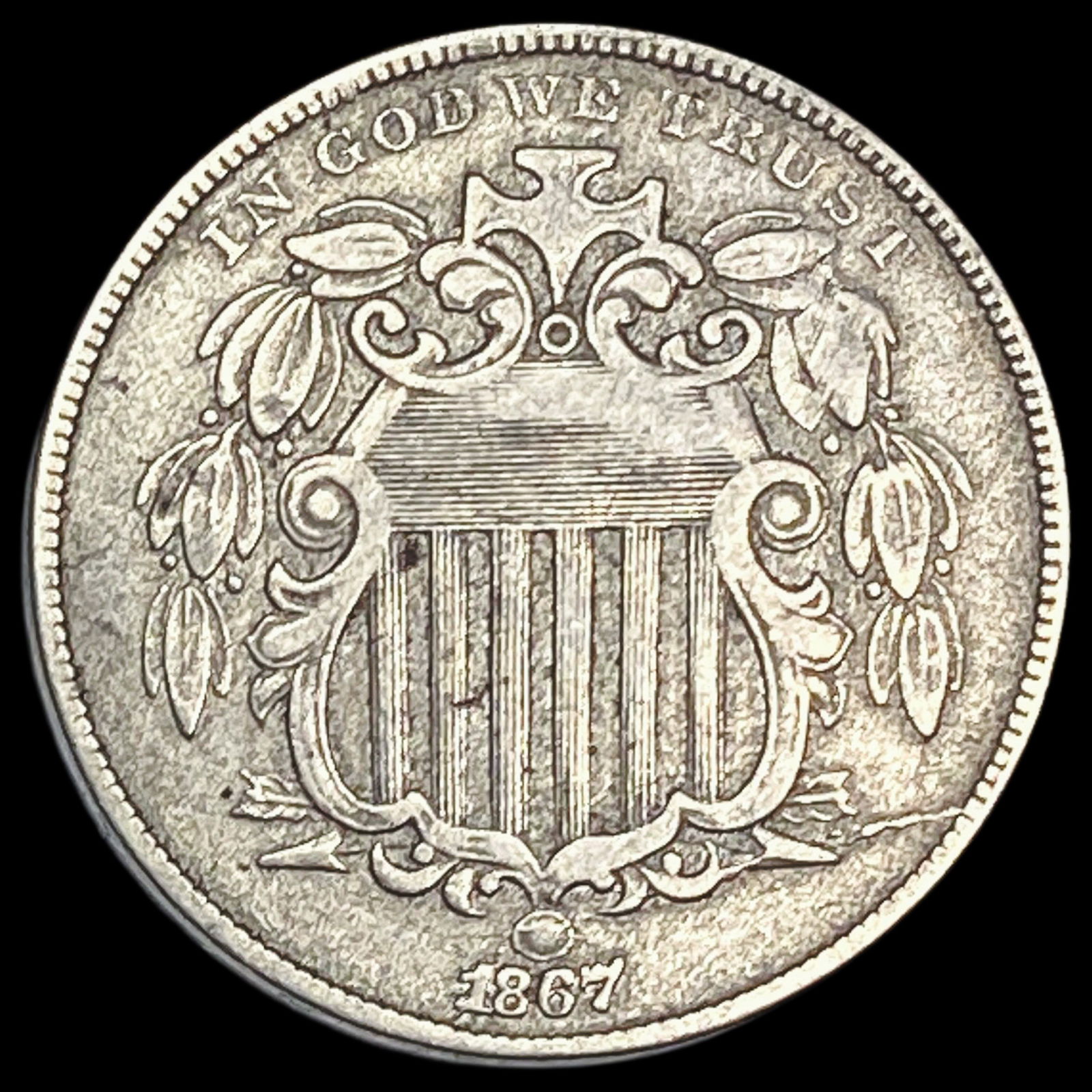 1867 Shield Nickel ABOUT UNCIRCULATED (1 of 2)