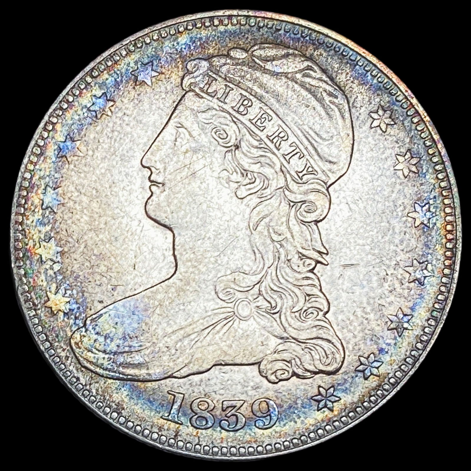 1839 Silver Half Dollar (Capped Bust) NEARLY UNCIRCULATED (1 of 2)