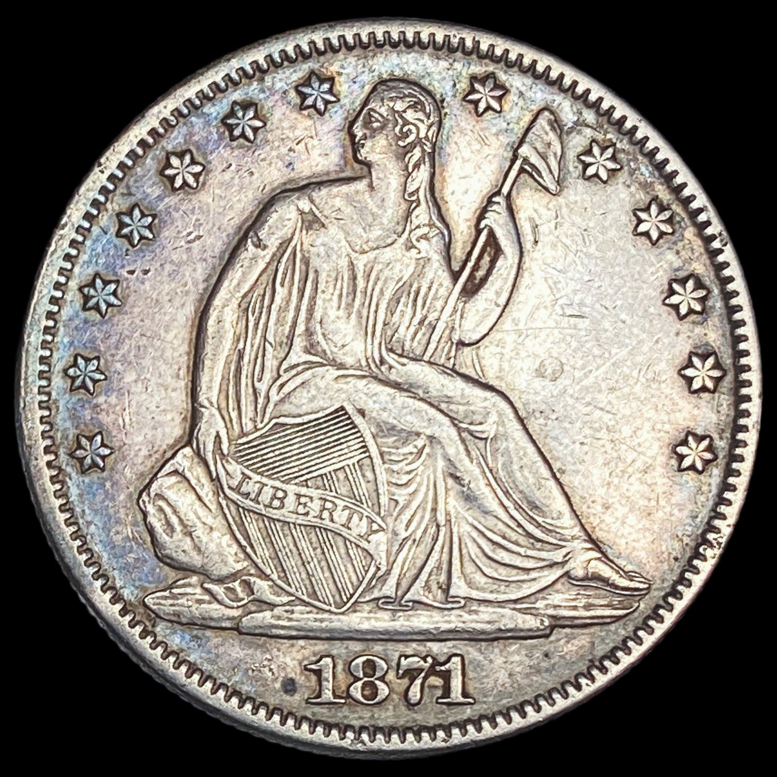 1871 Silver Half Dollar (Seated Liberty) CLOSELY UNCIRCULATED (1 of 2)