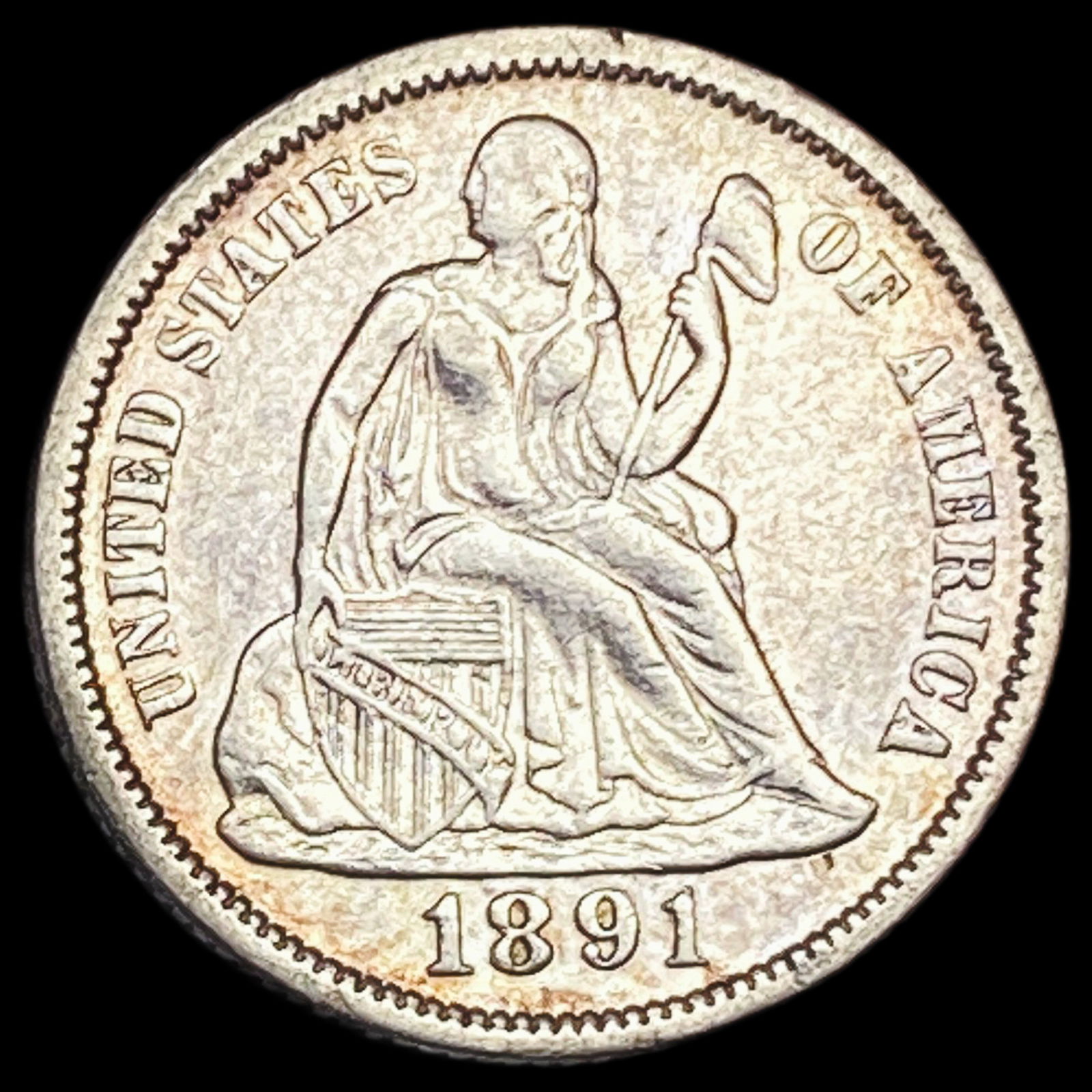 1891 Silver Dime LIGHTLY CIRCULATED (1 of 2)