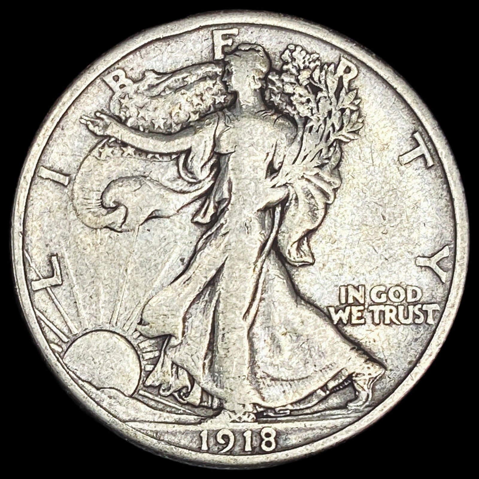 1918-S Silver Walking Liberty Half Dollar NICELY CIRCULATED: 1918-S Silver Walking Liberty Half Dollar NICELY CIRCULATED