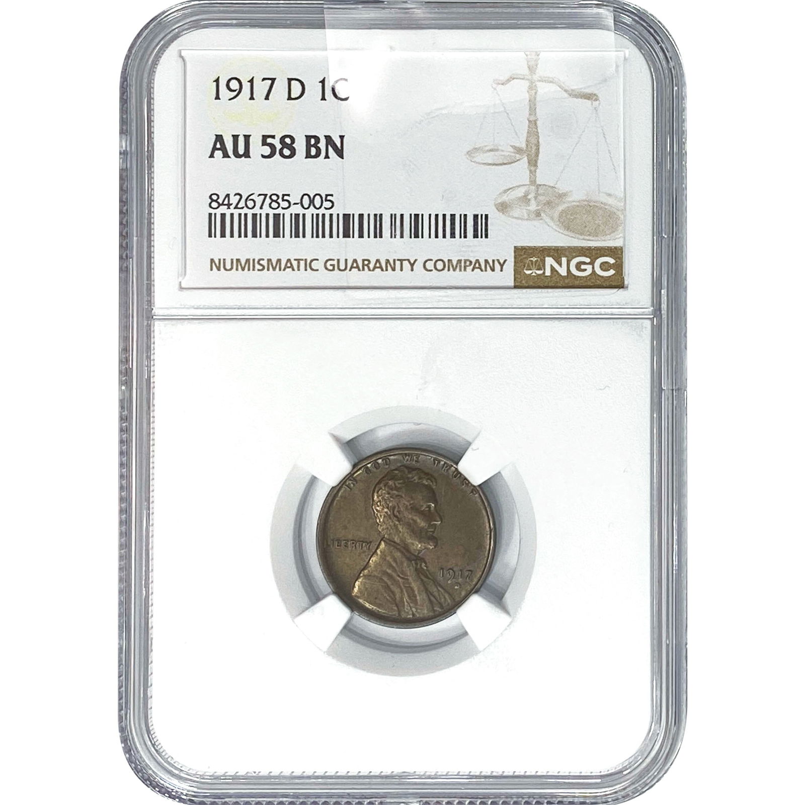 1917-D Wheat Cent NGC AU58 BN (1 of 2)