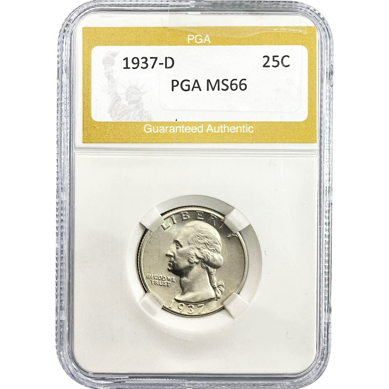 1937-D Washington Silver Quarter PGA MS66: 1937-D Washington Silver Quarter PGA MS66