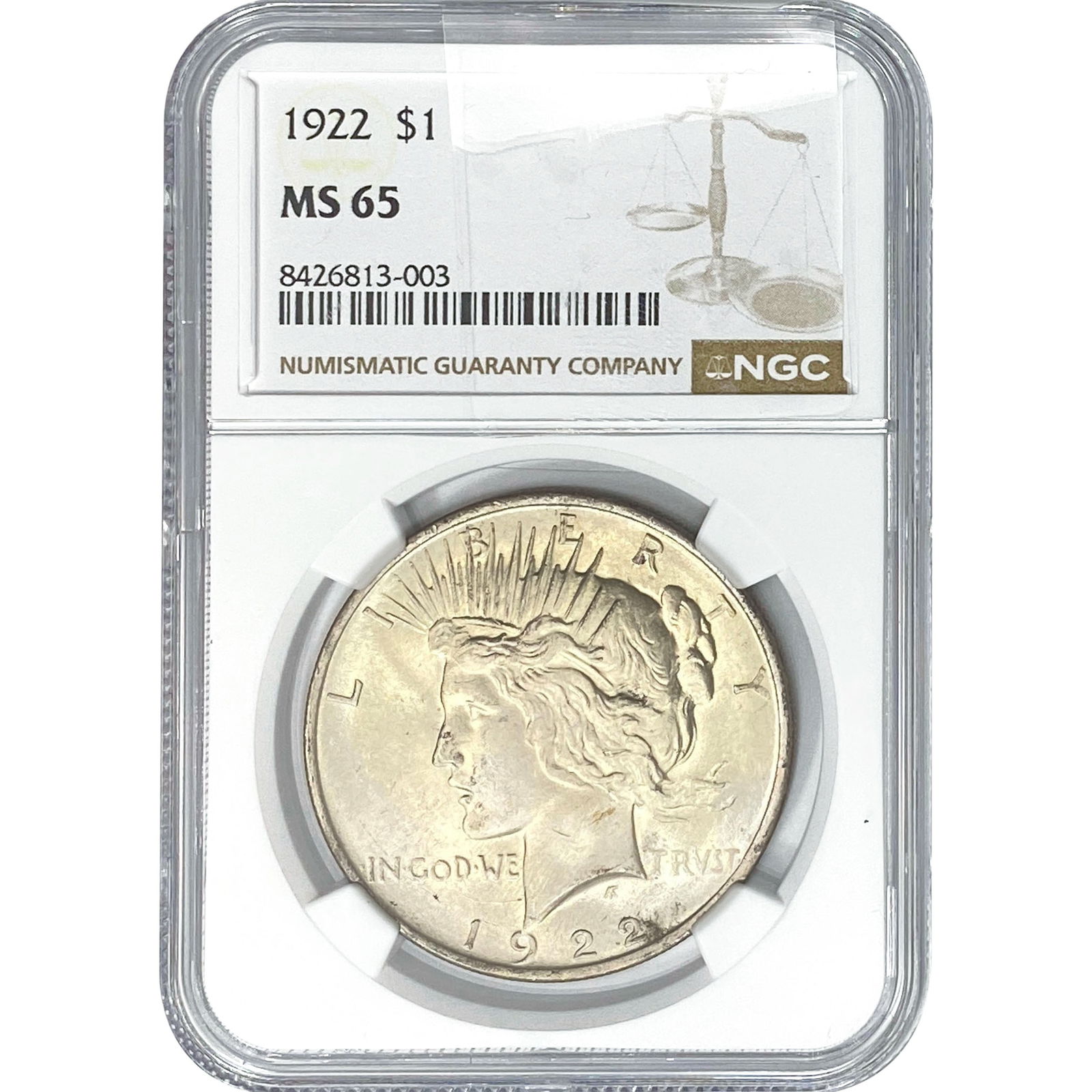 1922 Silver Peace Dollar NGC MS65 (1 of 2)