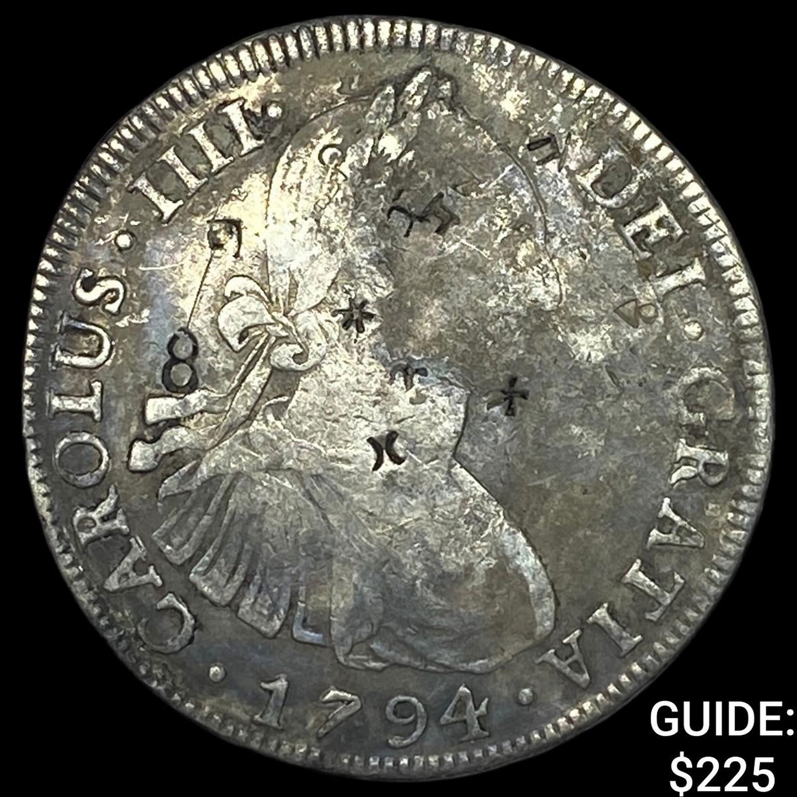 1794 Colonial Spain Silver 8 Reales Chopmarks NEARLY UNCIRCULATED (1 of 2)