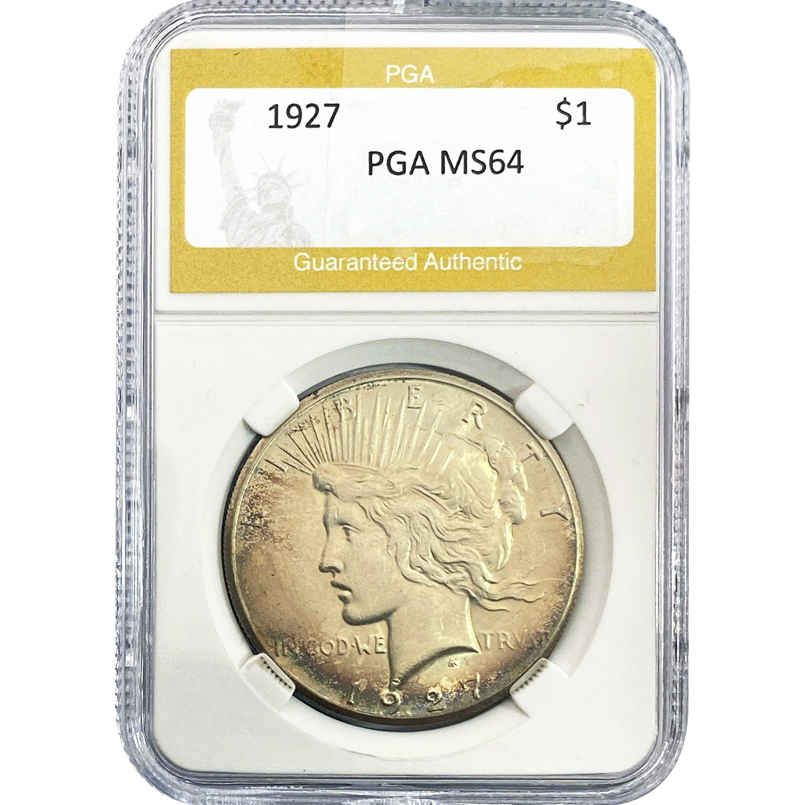 1927 Silver Peace Dollar PGA MS64: 1927 Silver Peace Dollar PGA MS64